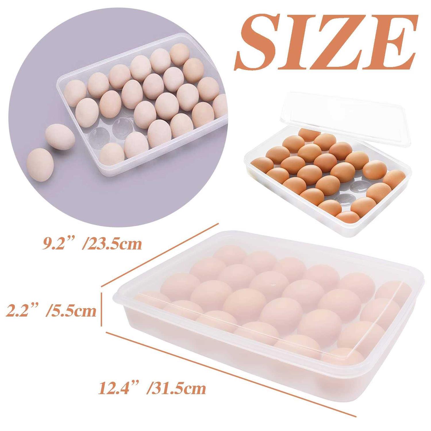 2 Pack Covered Egg Holder,Clear Egg Holder Storage Container,Stackable Plastic Refrigerator Egg Trays for Deviled Egg,Protect and Keep Fresh