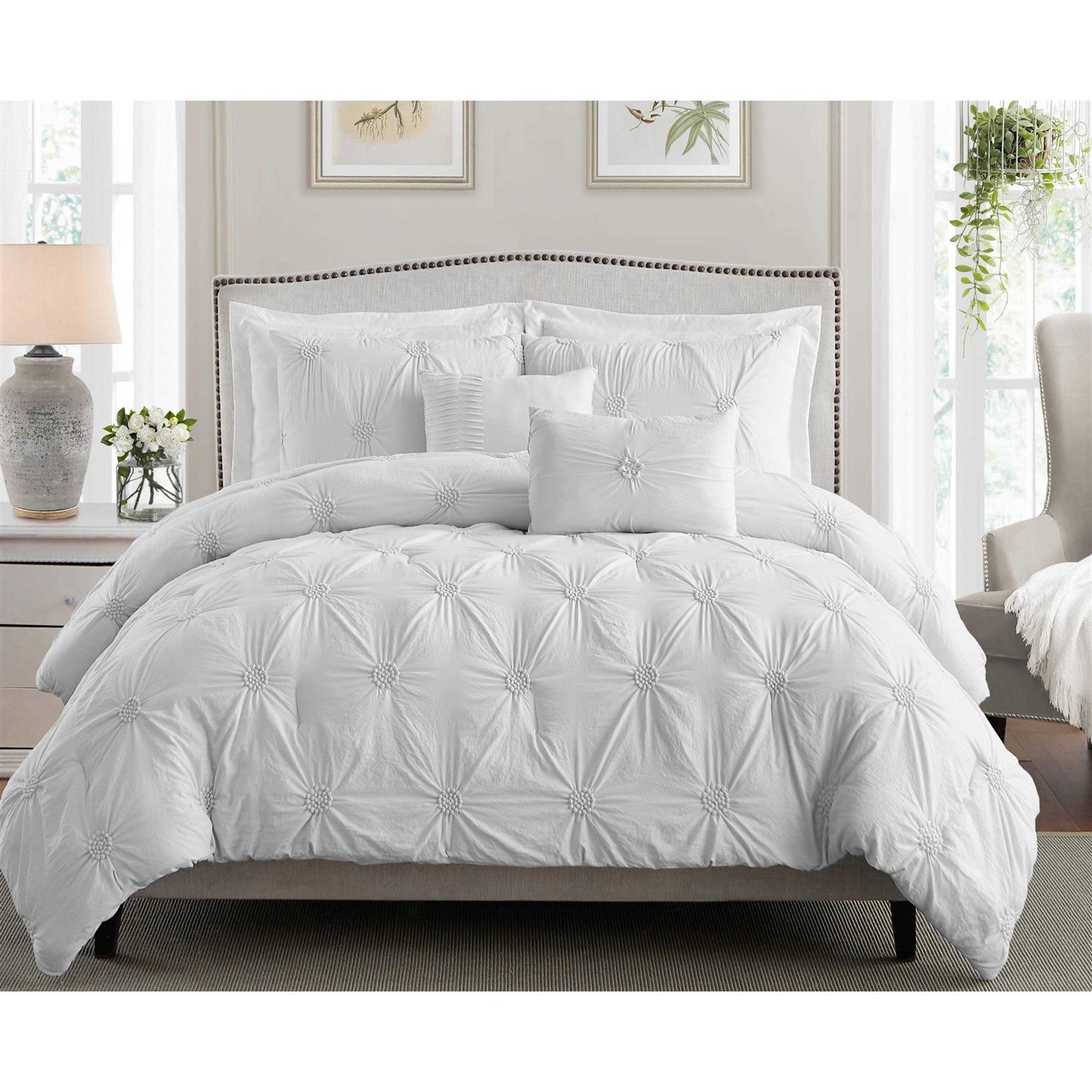 Swift Home Floral Pintuck Comforter Set
