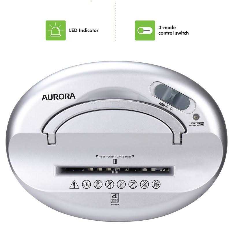Aurora AU420XZ 4-Folded Sheet Cross-Cut Desktop Paper / Credit Card Shredder