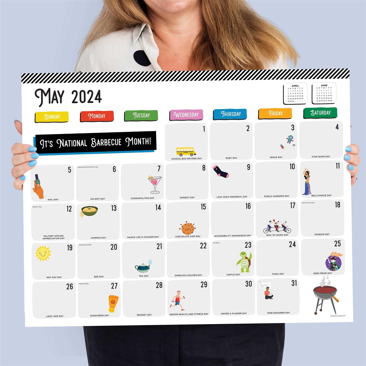 TF Publishing 2024 Every Day’s A Holiday Large Desk Pad Monthly Blotter Calendar