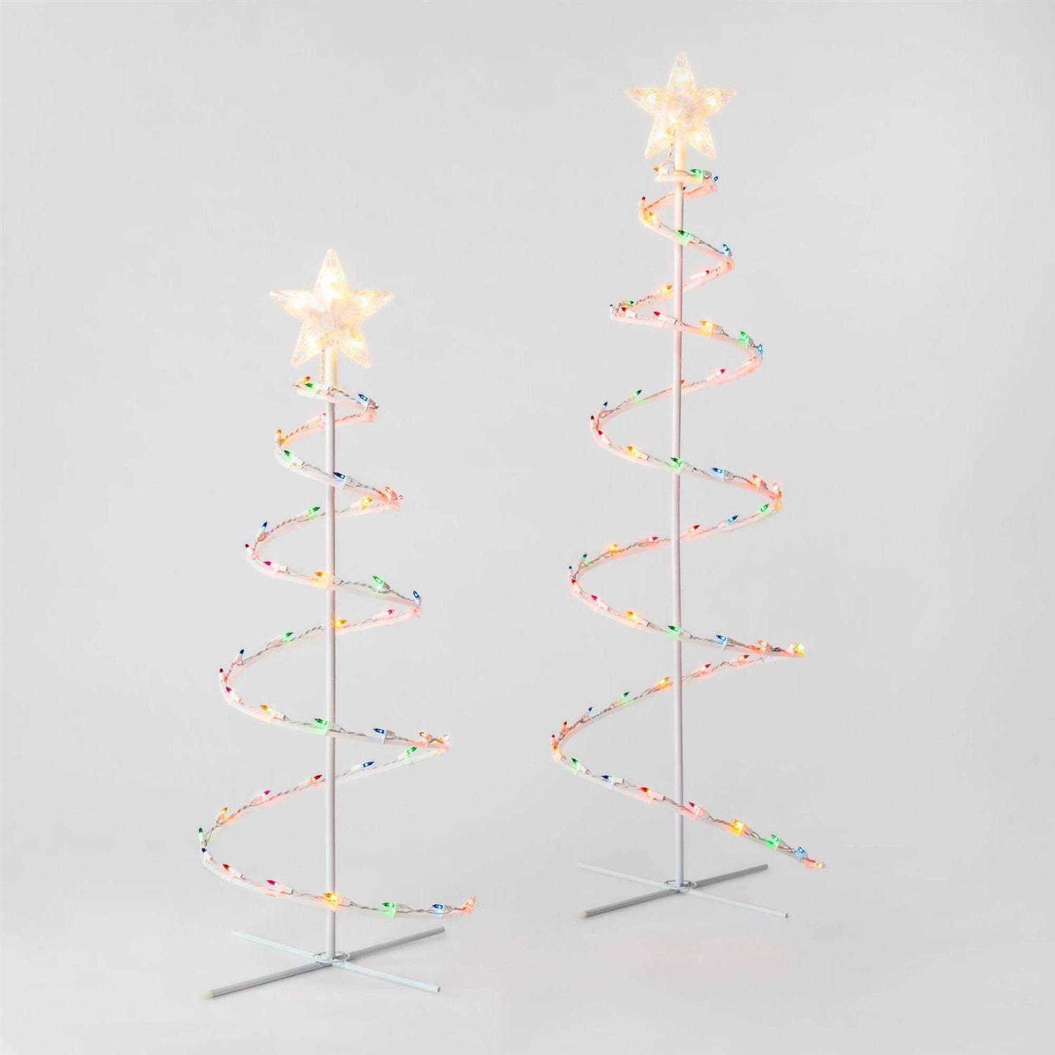 Wondershop 2pc Incandescent Spiral Tree Christmas Novelty Sculpture Light Multicolor