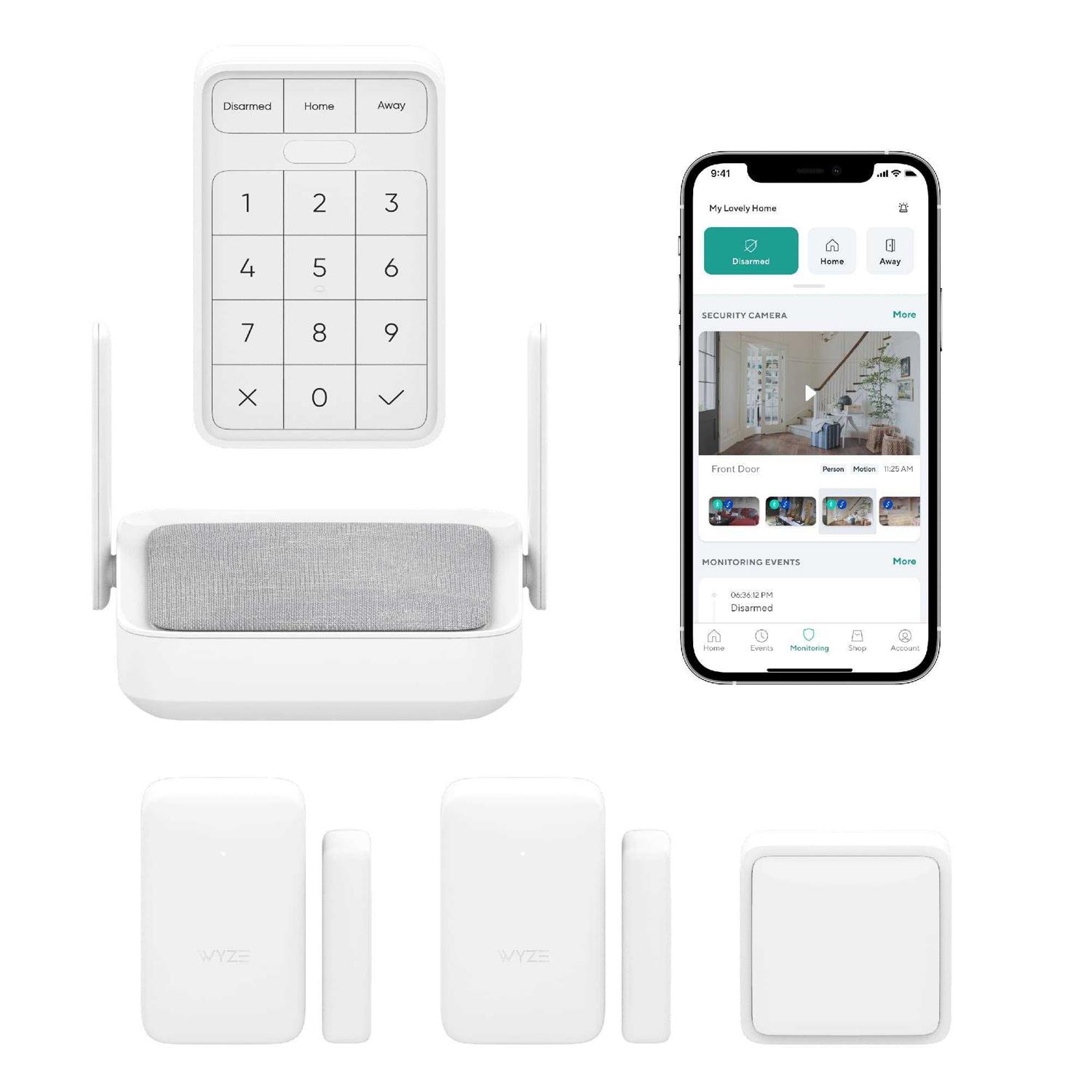 Wyze Home Security Core Kit Hub Keypad Motion Sensor Entry Sensors