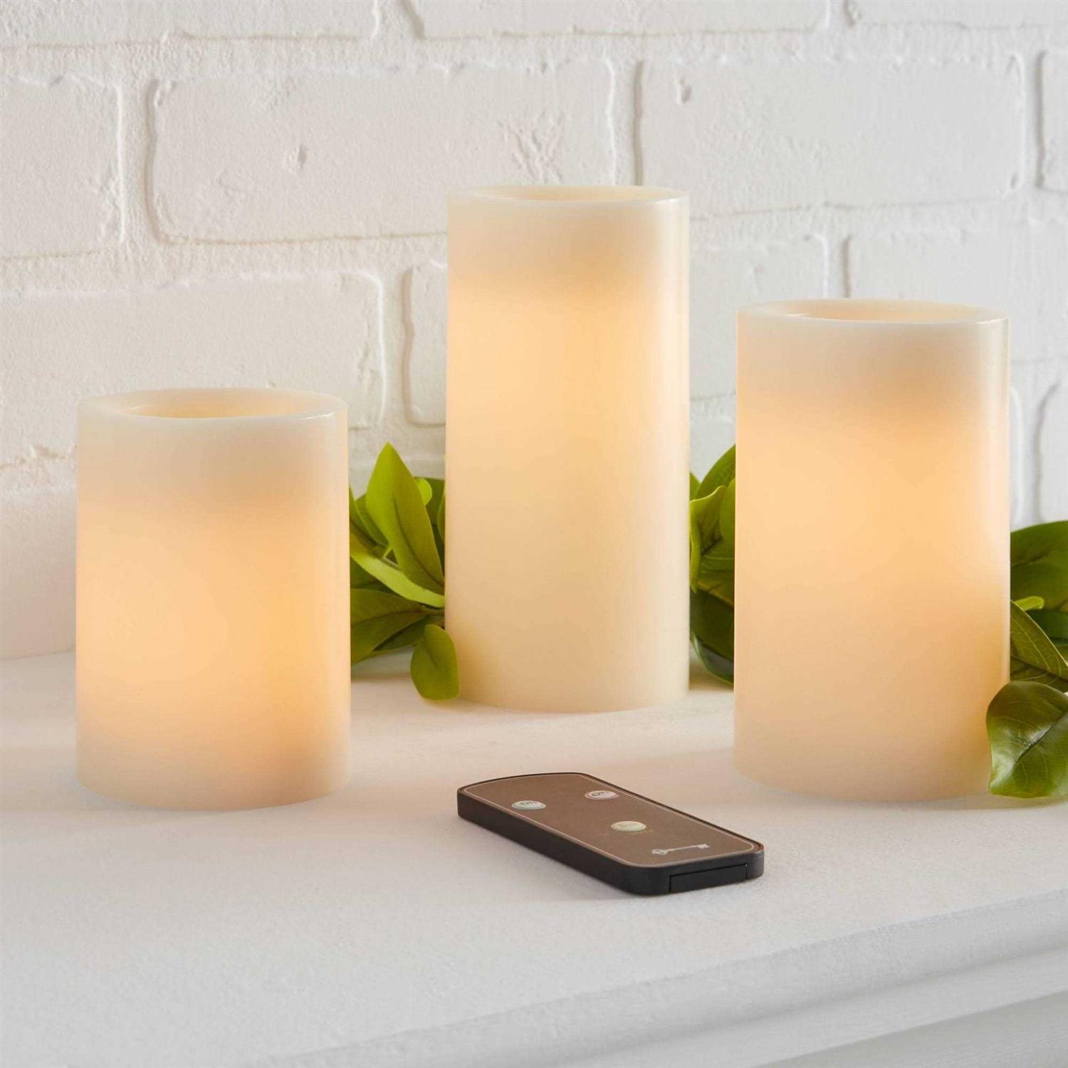 Threshold 3pk 6 x 3 LED Flameless Black Wick Candle Cream