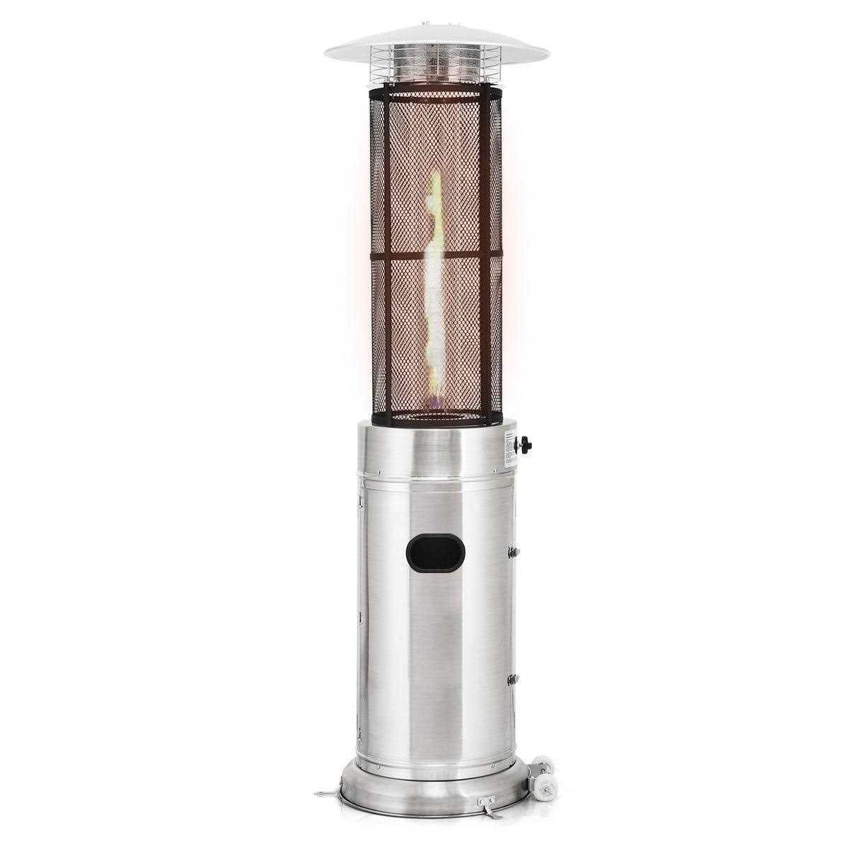 Costway 34000 BTU Patio Heaters Stainless Steel Round Propane Glass Tube Flame