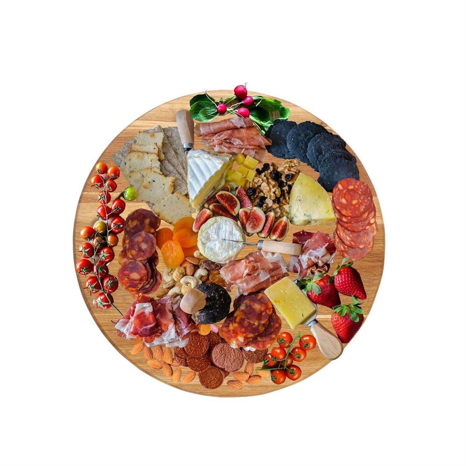 LUX American Oak Wood Diameter 19 inches Oversized Charcuterie Board