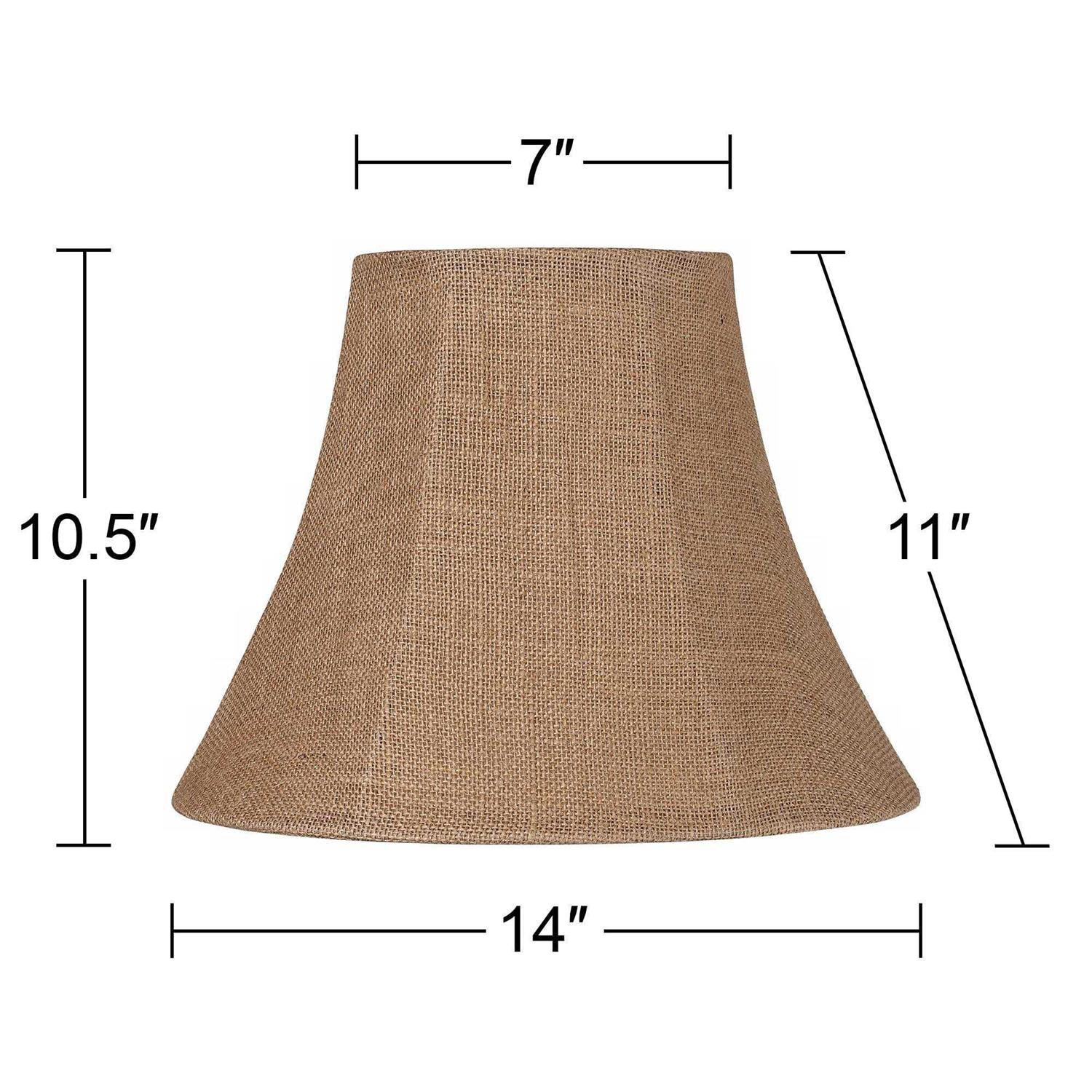Springcrest Natural Burlap Medium Bell Lamp Shade 7 Top x 14 Bottom x 10.5 High Replacement with Harp and Finial