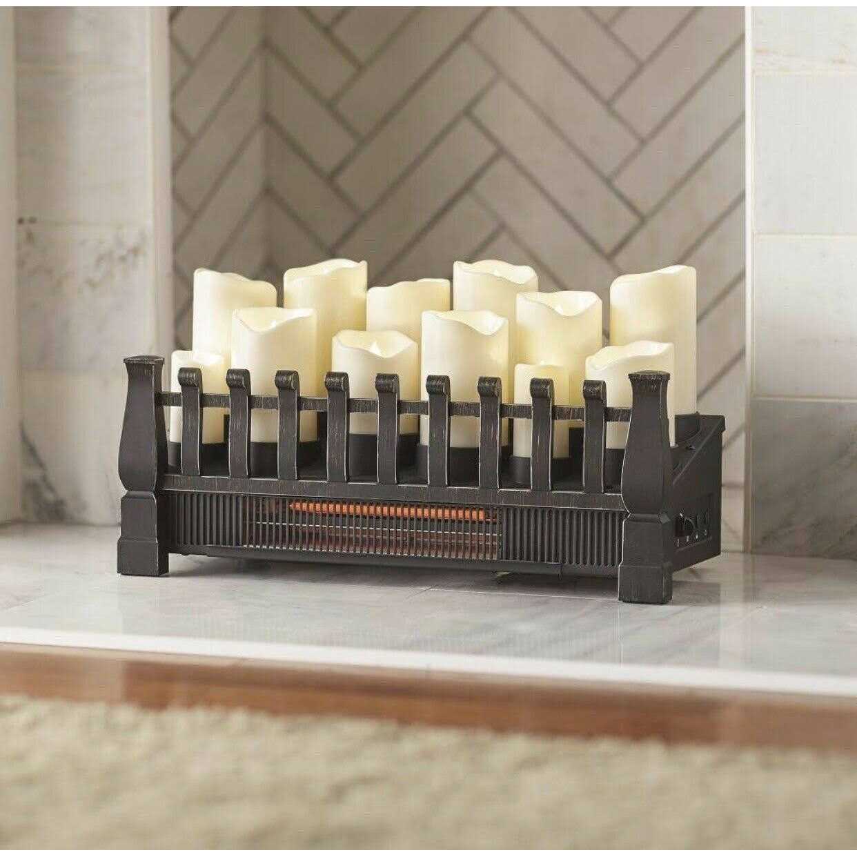 glassrestaur Brindle Flame 20 in. Candle Electric Fireplace Insert with Infrared Heater