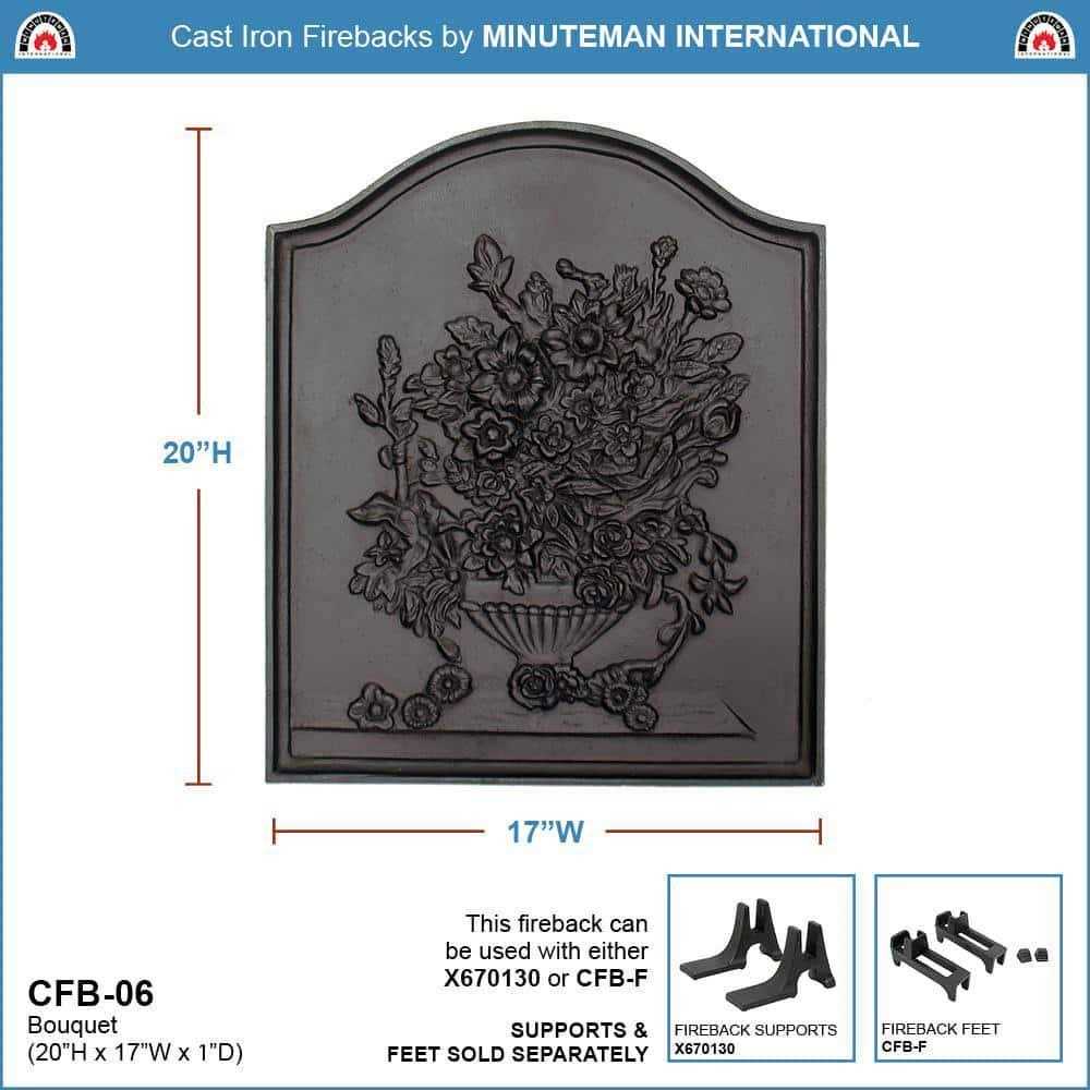 Minuteman International Bouquet Cast Iron Fireback