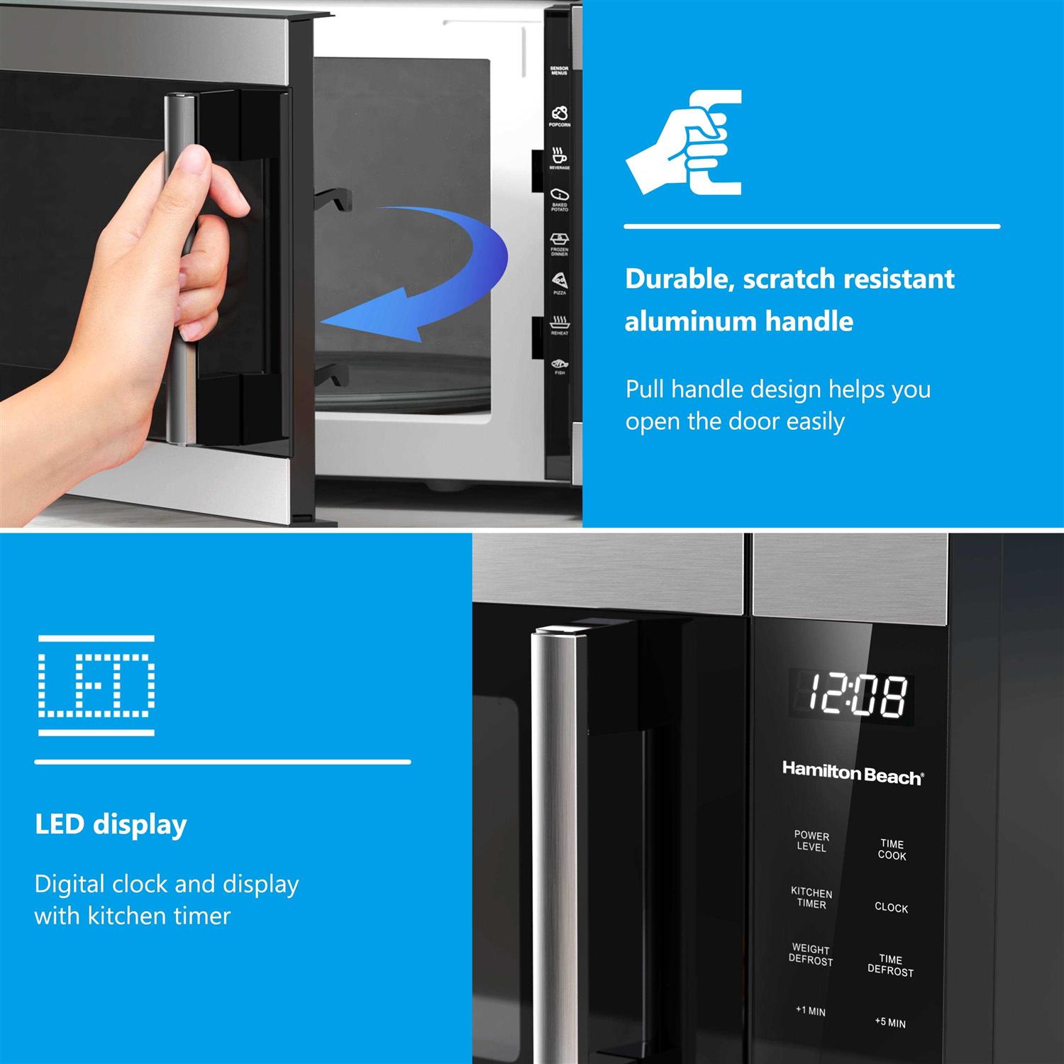 Hamilton Beach 1.6 cu ft Sensor Cook Countertop Microwave Oven in Stainless Steel