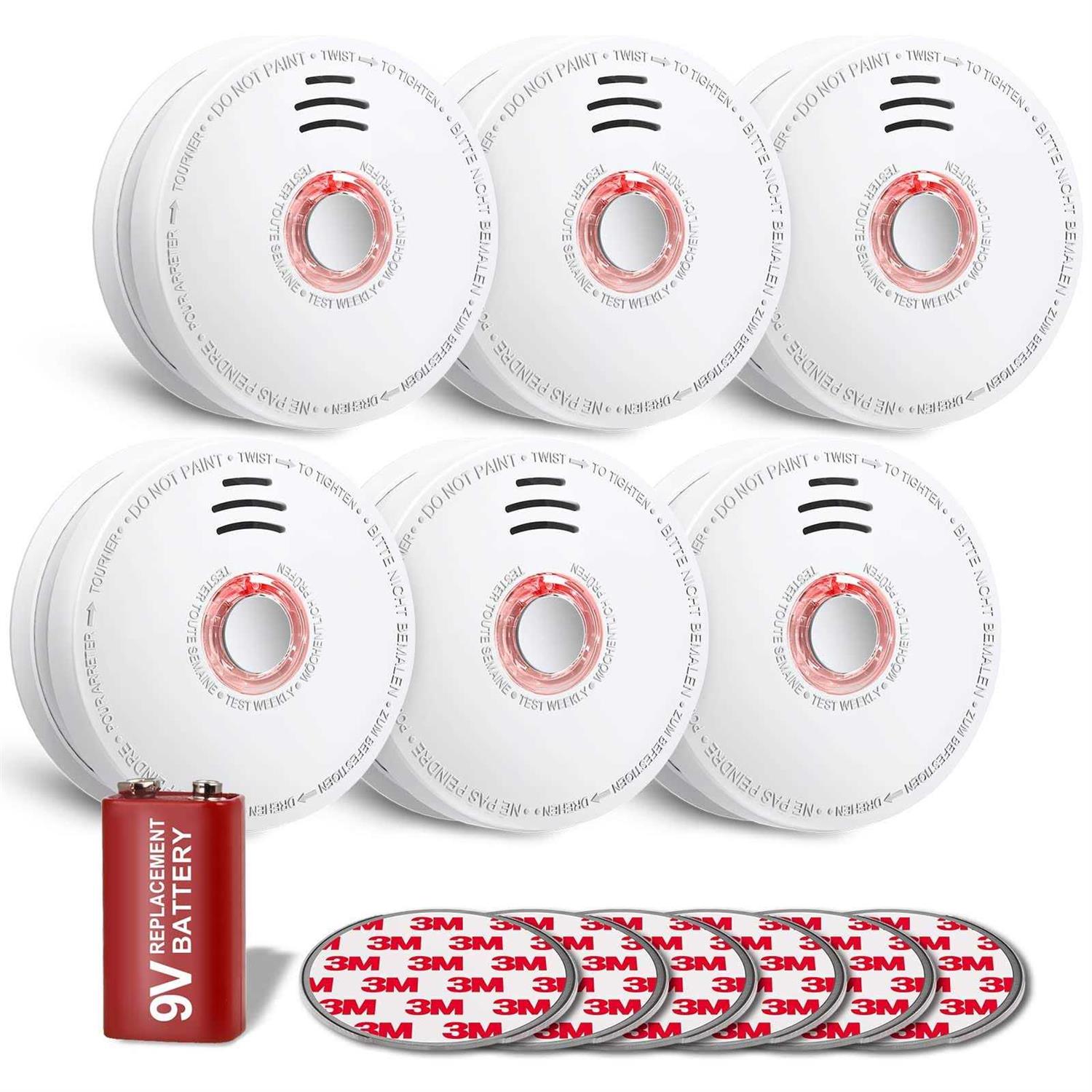 SITERWELL Smoke Detector Fire Alarm with Magnetic Fastening Kit and Built-in Battery