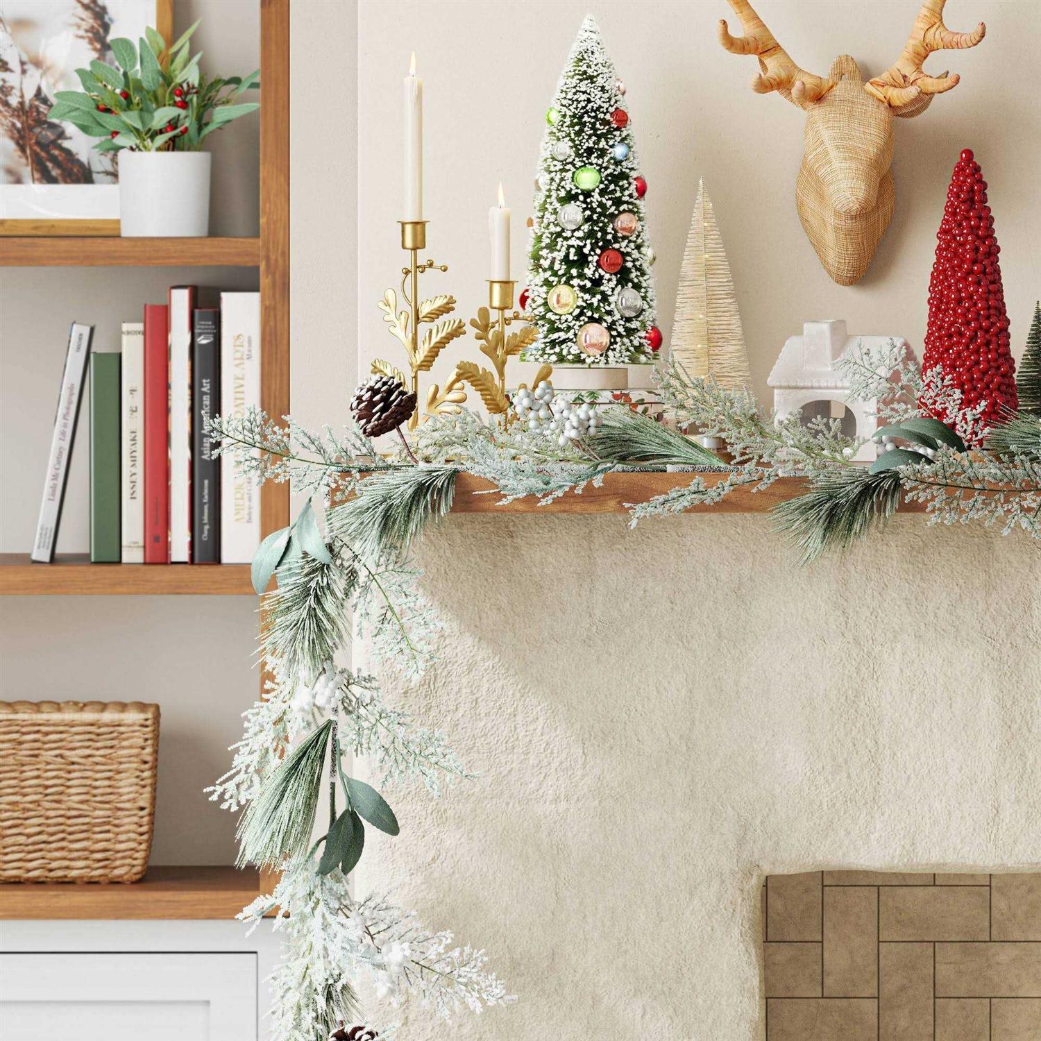 Threshold Artificial Christmas Garland Heavy Flocked