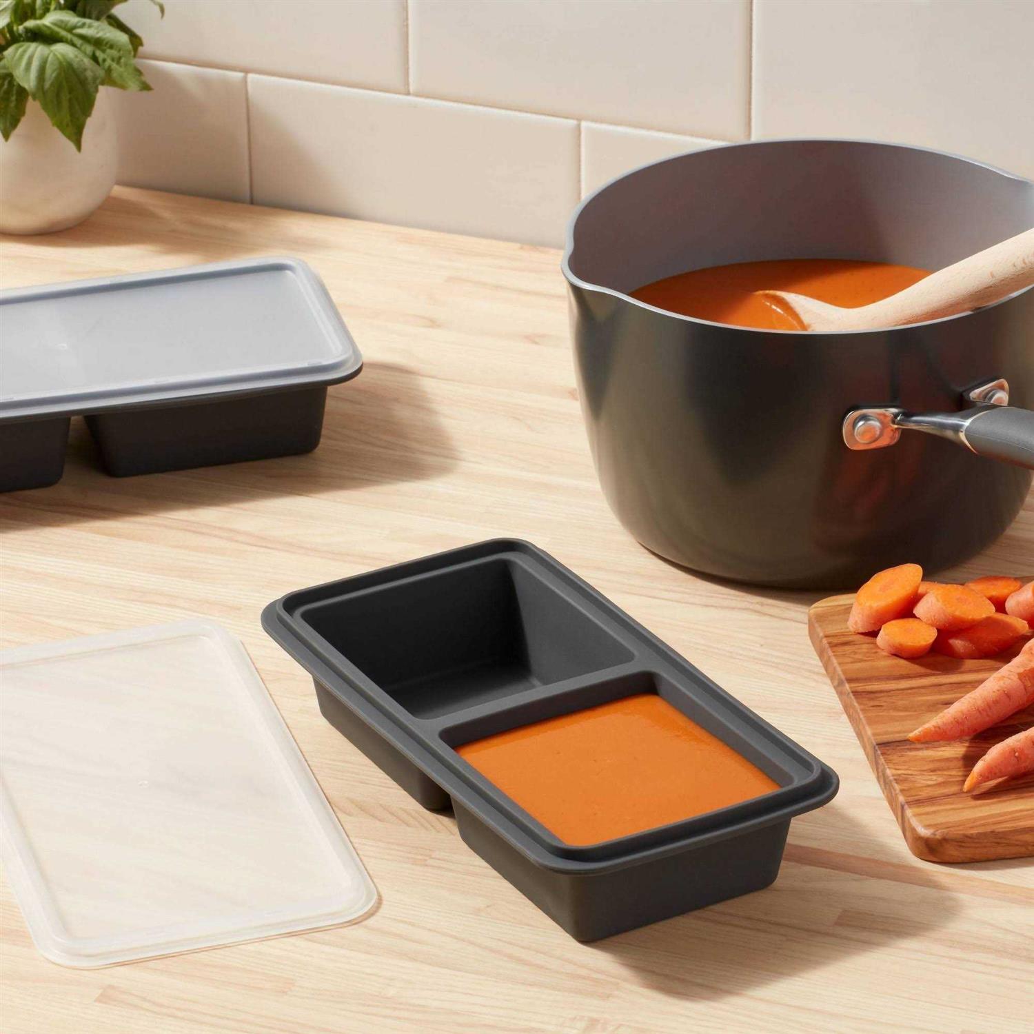 Made By Design 1 Cup Freeze Cube Molds with Lid Makes two 1-Cup portions