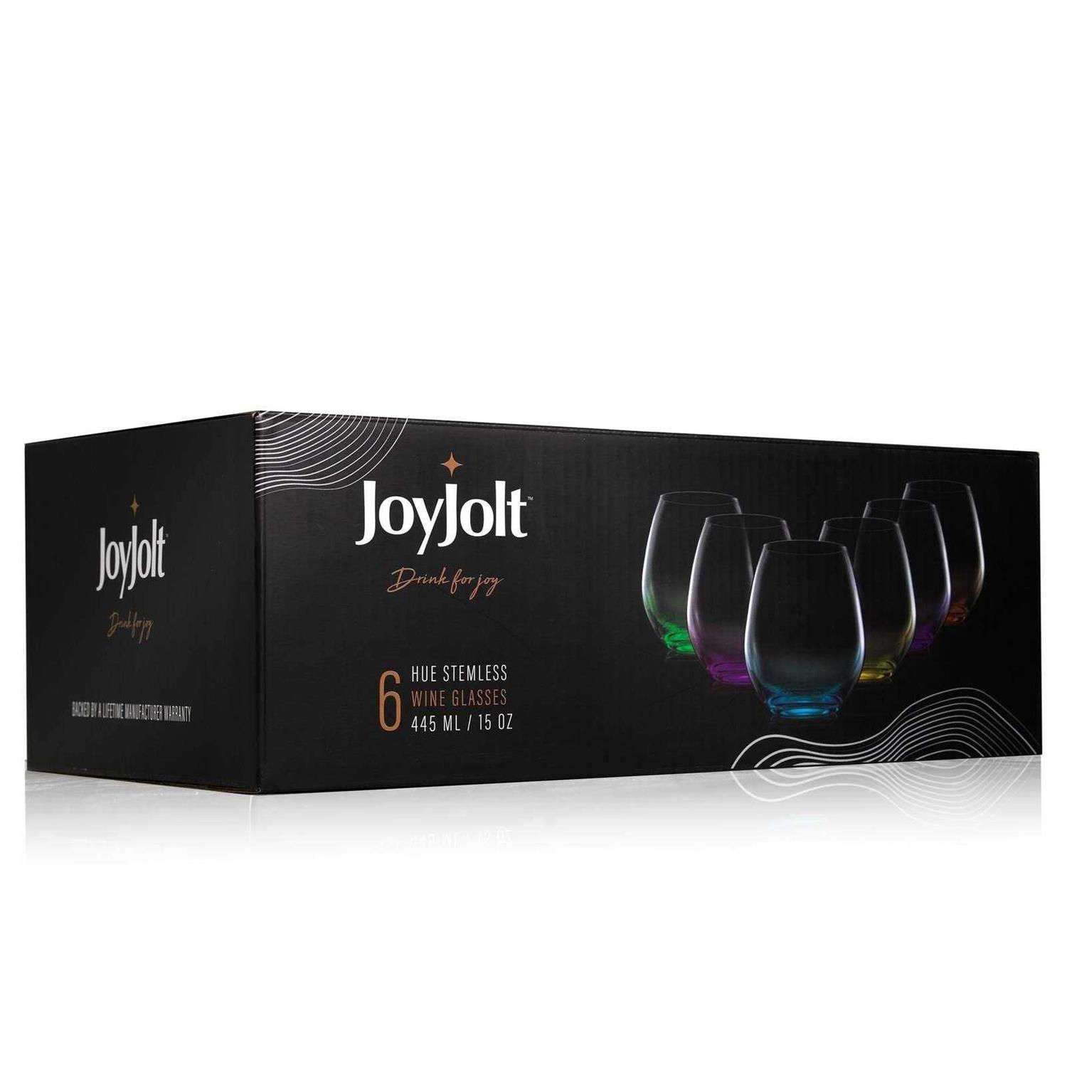 JoyJolt Hue Set of 6 Stemless Wine Glasses