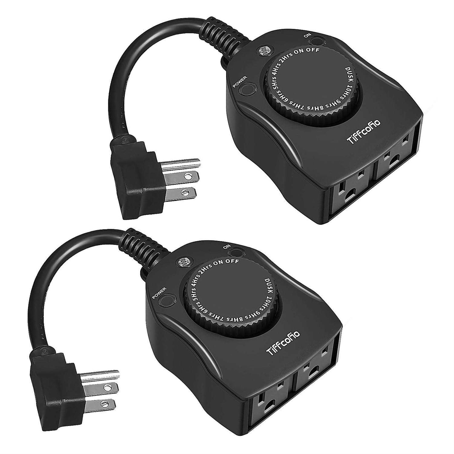 TiFFCOFiO Outdoor Timer Outlet Dusk to Dawn Light Sensor Timer