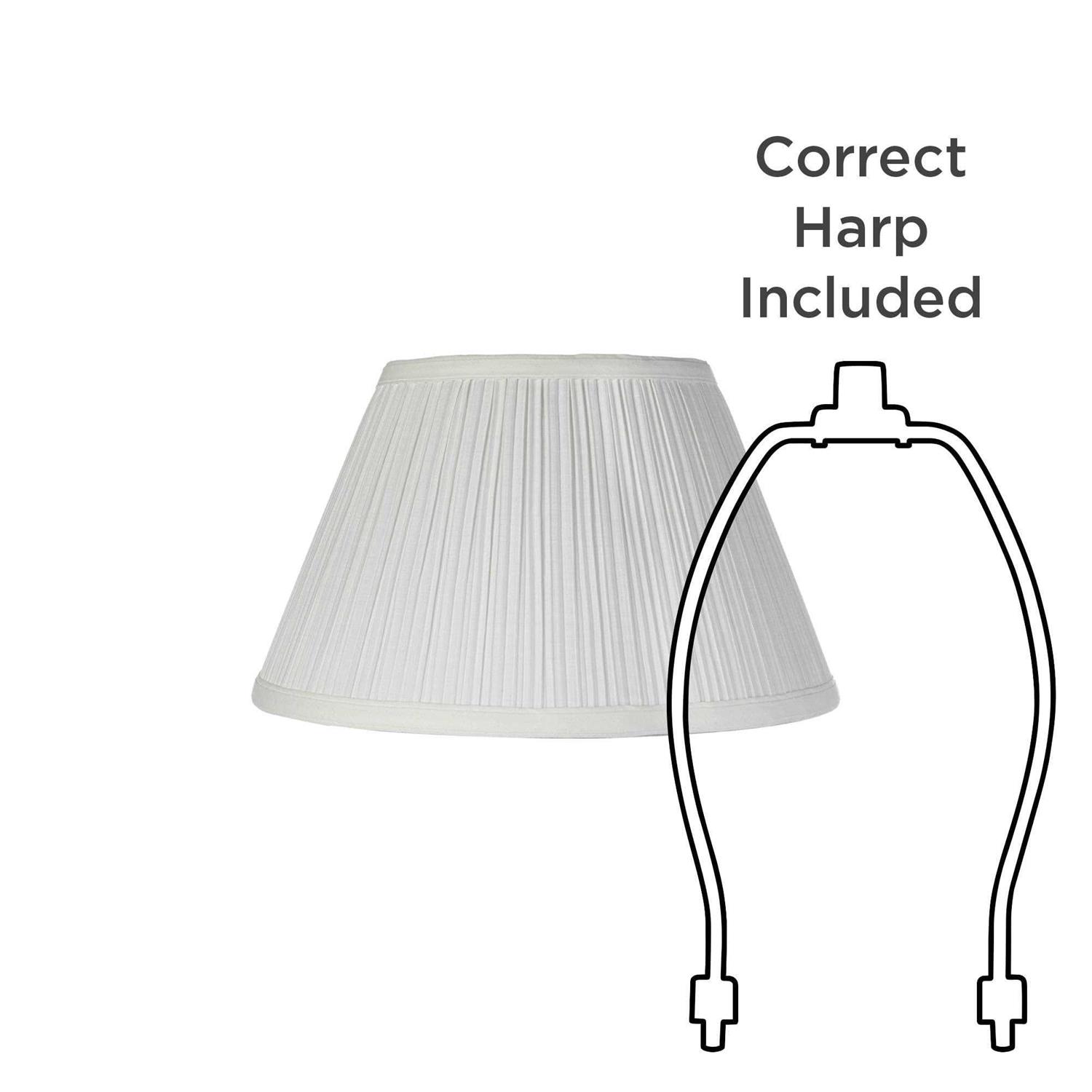 Springcrest Set of 2 Pleated Empire Lamp Shades White Medium 7 inch Top x Bottom x High Spider Harp and Finial Fitting