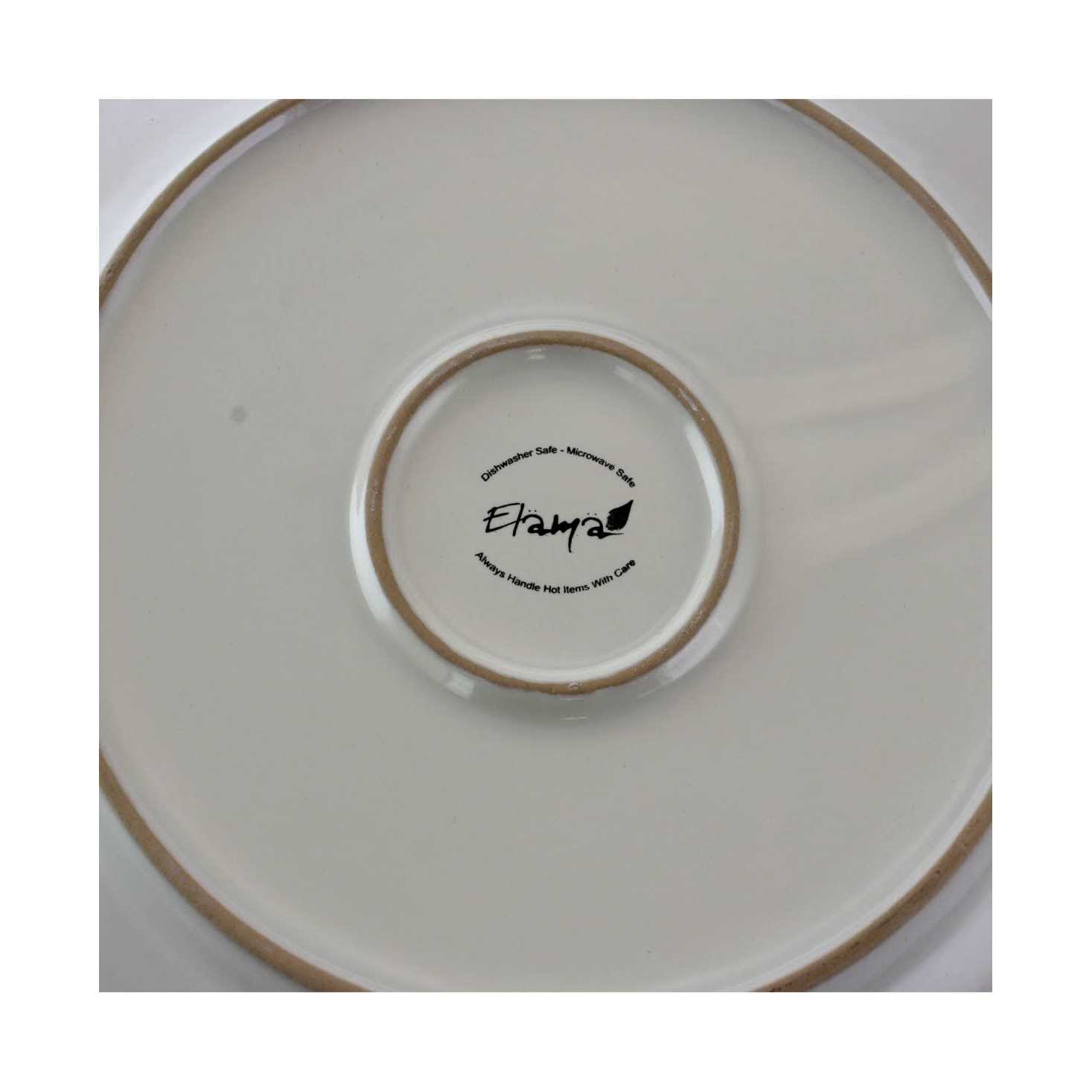 Elama Market Finds 16 Piece Round Stoneware Dinnerware Set in Embossed White