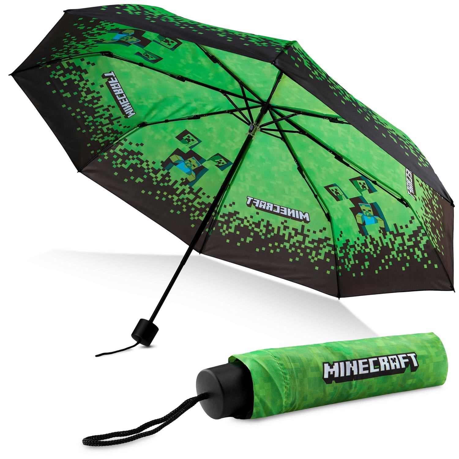 Minecraft Umbrella Kids Clear Dome Folding Umbrella Boys and Girls Travel Telescopic Stick Umbrella Windproof Strong Transparent See Through