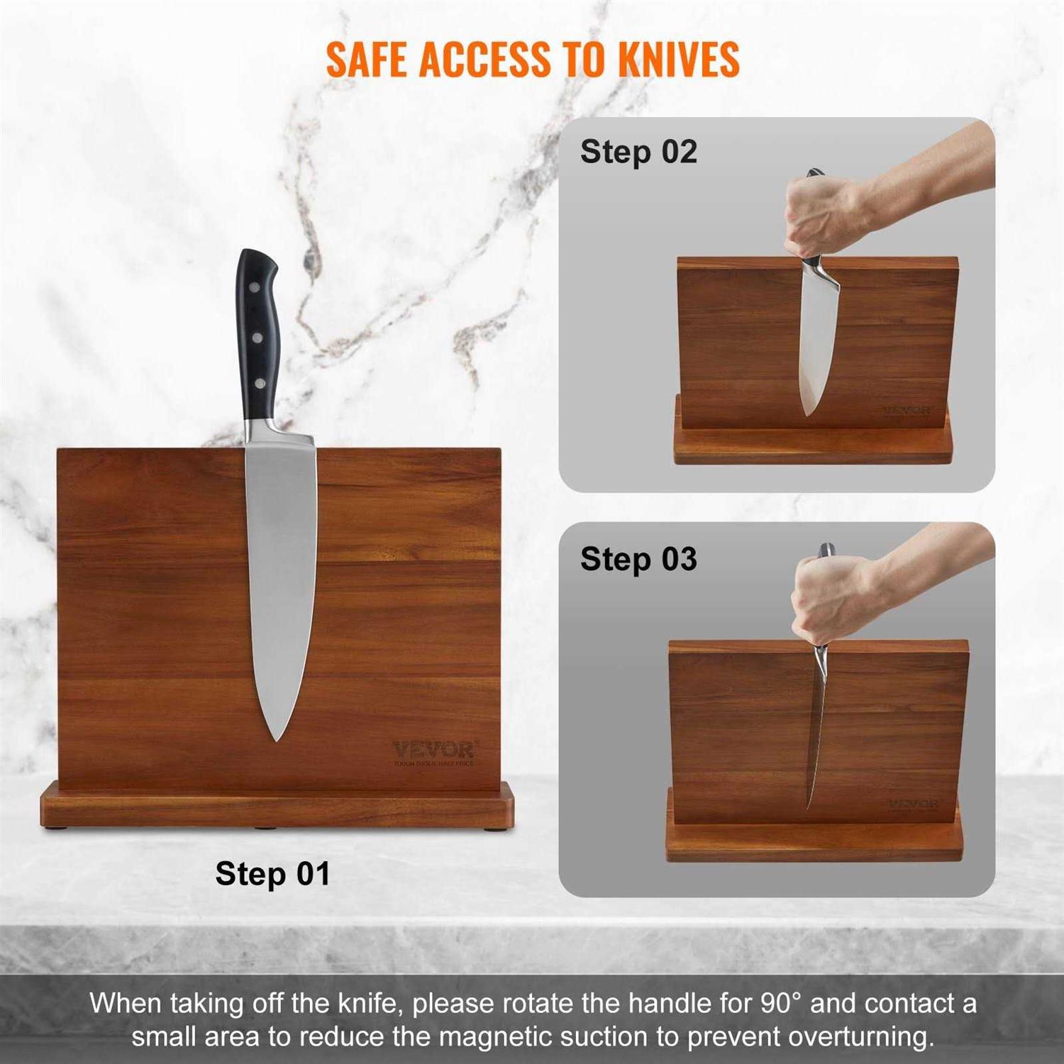VEVOR Magnetic Knife Block 12-Knife Holder Double Sided Magnetic Knife Stand Storage