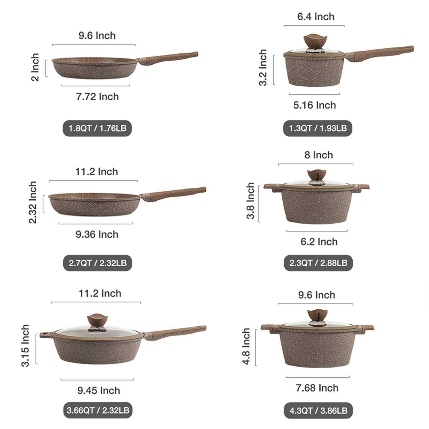 Carote Nonstick Induction Cookware Set 10 Piece, Healthy Non Stick Pots and Pans Set PFOS