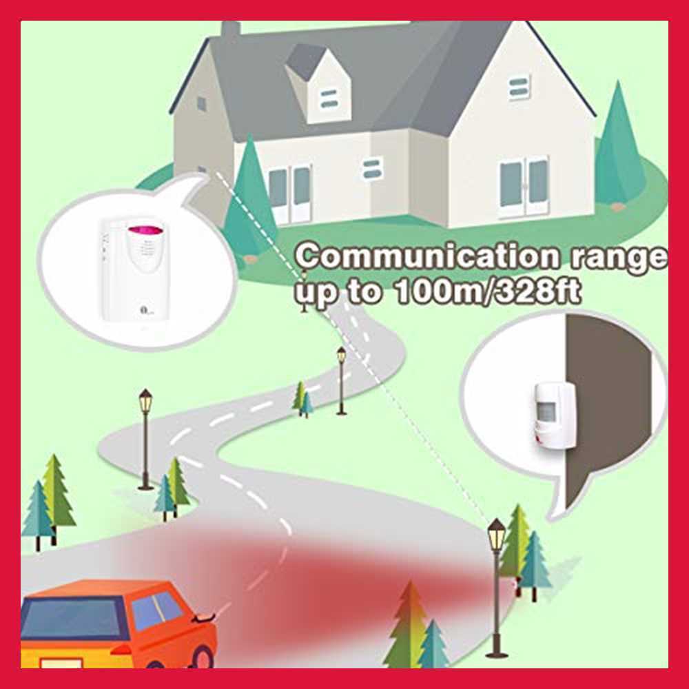 1 BY ONE Driveway Alarm Wireless Outside 1byone Motion Sensor Alarm 1000 FT Range Extra Loud Chimes Home Security Alarm System with 1 Receiver 2