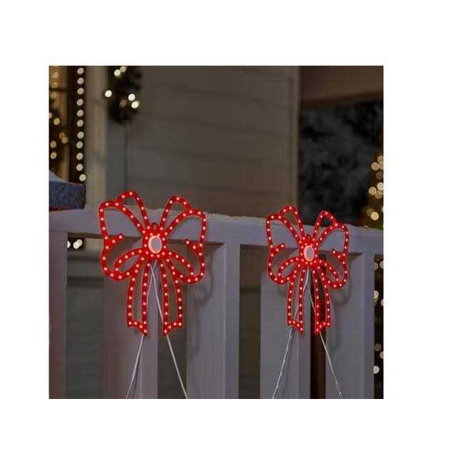 10 in. Hi-Vibrant Twinkling LED Holiday Bows Home Accents Holiday