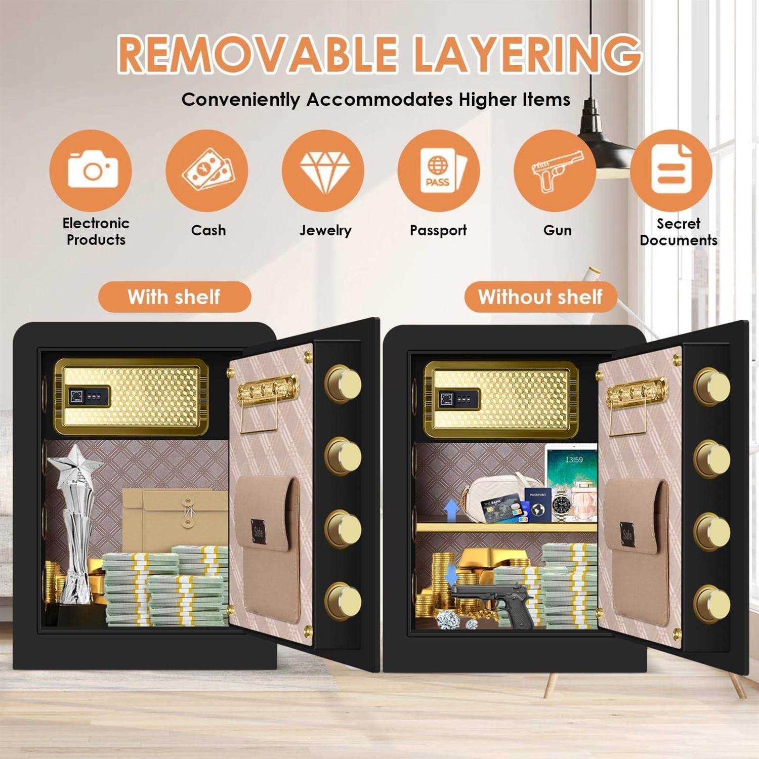 2.6 Cu ft Large Home Safe Fireproof Waterproof