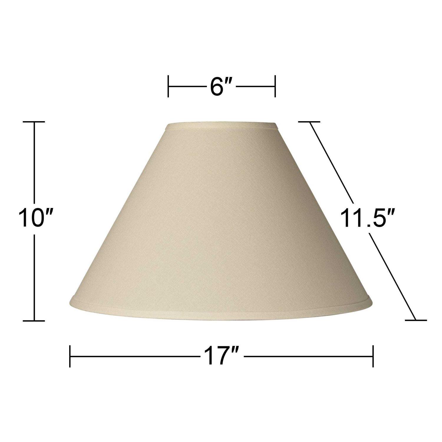 Springcrest Ivory White Linen Large Chimney Lamp Shade 6 Top x 17 Bottom x 10 High x 11.5 Slant Replacement with Harp and Finial