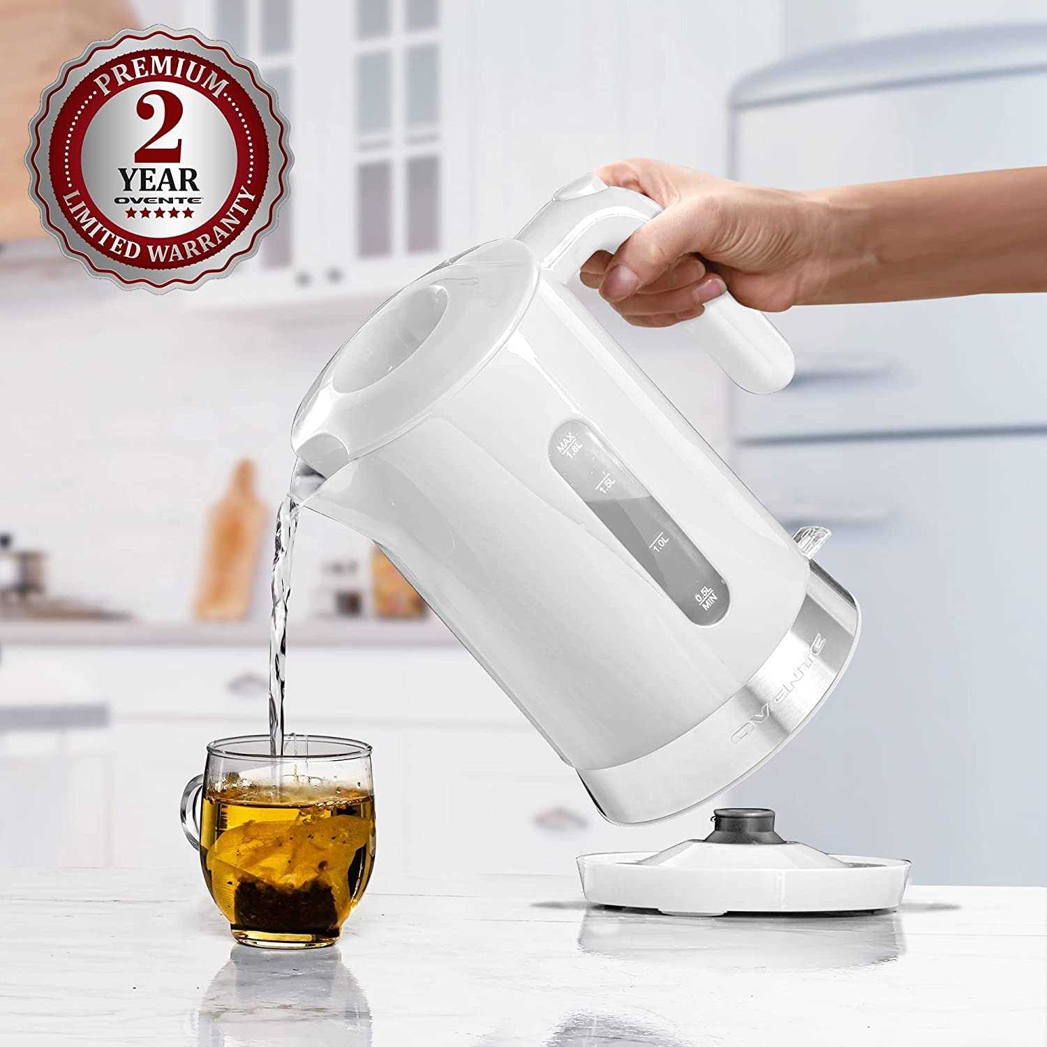 Ovente Electric Kettle Hot Water Heater 1.8 Liter BPA Free Fast Boiling Cordless Water Warmer