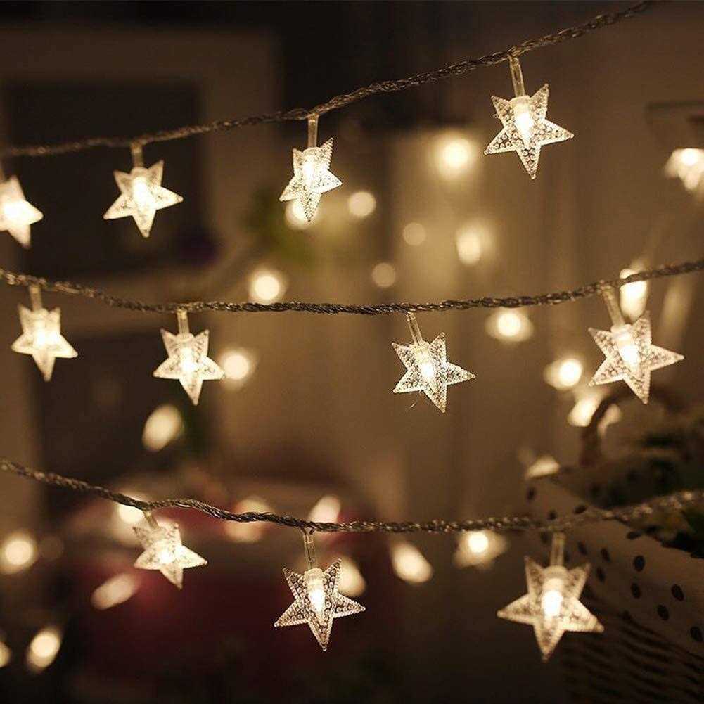 100 LED Star String Lights, Plug in Fairy String Lights Waterproof, Extendable Wedding Party, Christmas Tree Garden Decoration, Warm White