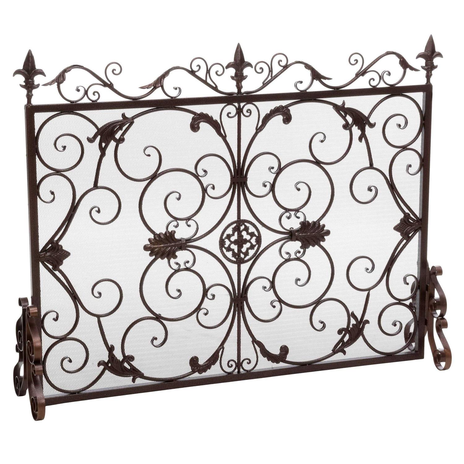 Noble House Wilmington Traditional Iron Metal Fireplace Screen