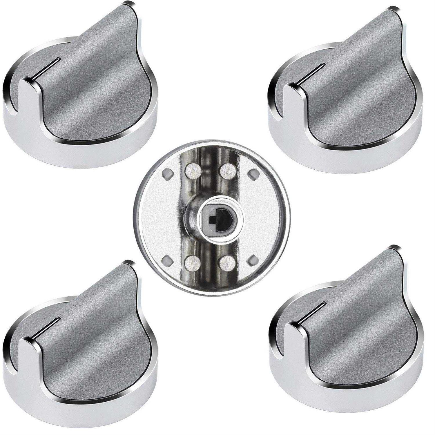 TOMOON W10594481 Stainless Steel Cooker Stove Control knob 5pcs for Whirlpool Gas Cooktop Range/Oven WCG97US0DS00 WCG97US6DS00,Replaces WPW10594481