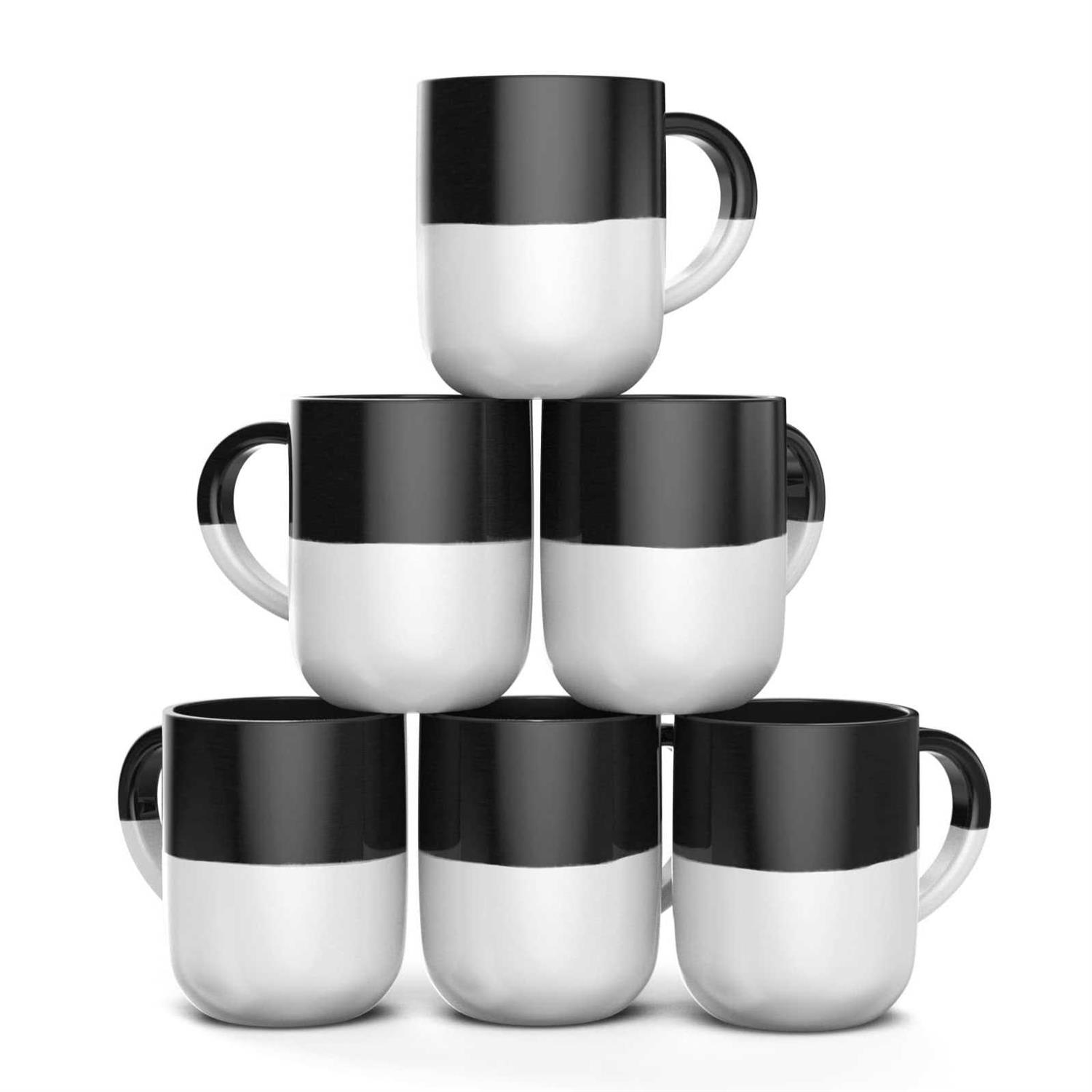 Francois et Mimi Set of 6 Large 16 Ounce Ceramic Coffee Mugs
