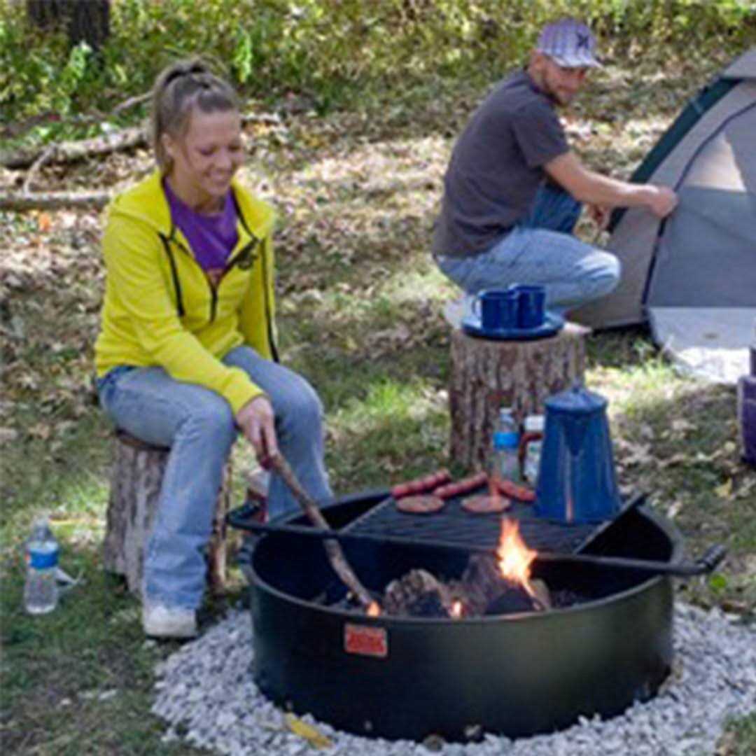 Pilot Rock 24 Inch Steel Ground Fire Pit Ring and Cooking Grate