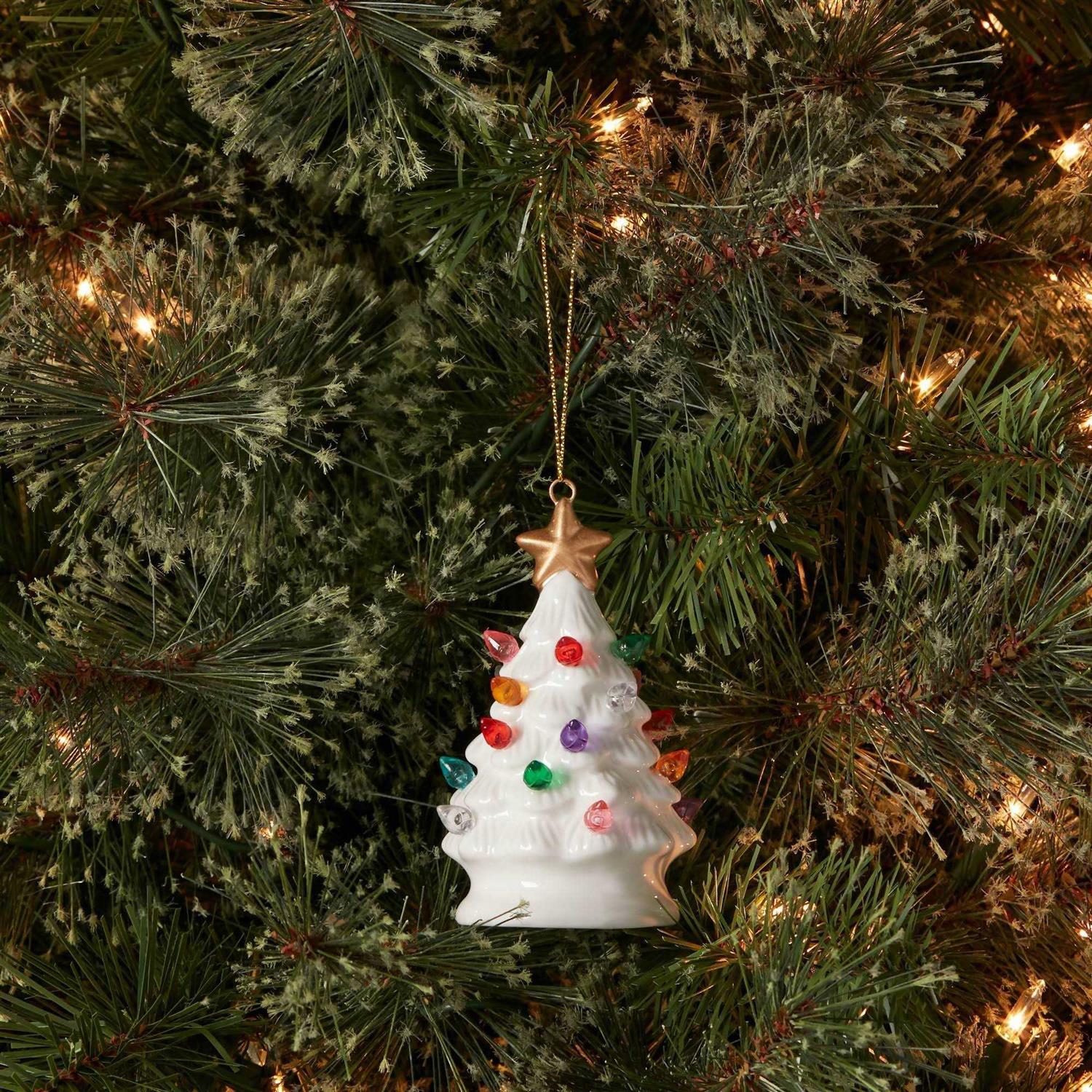 Wondershop Ceramic Christmas Tree Lighted Ornament Retro Lit
