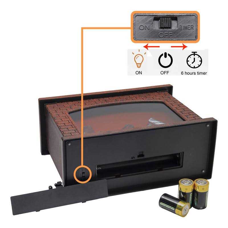 YAKii Rectangle Fireplace Lantern 6 Super Bright LEDs 6 Hours Timer Battery Operated