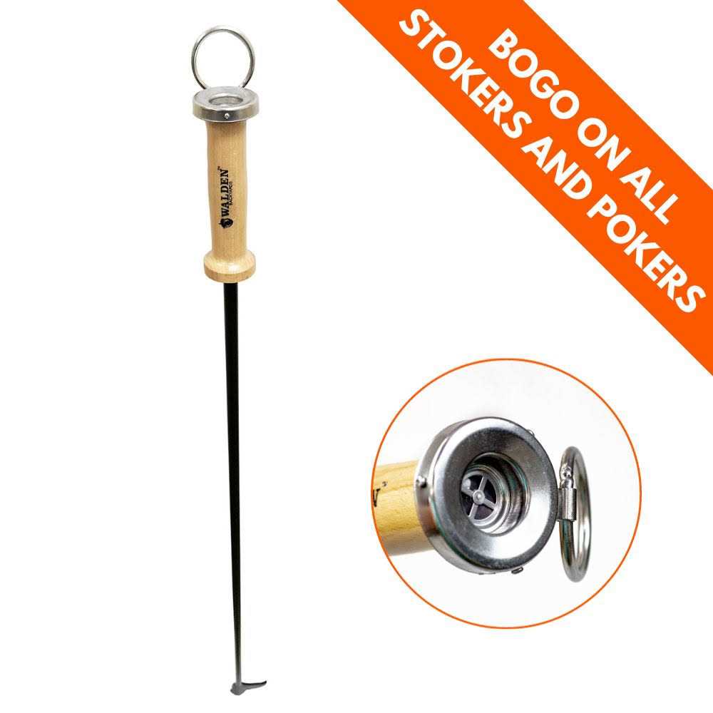 Walden Backyards Fire Pit Stoker Poker High Temperature Heavy Duty Steel Blow Through Airflow Valve Firepit Stoker Tool for Outdoor Pits