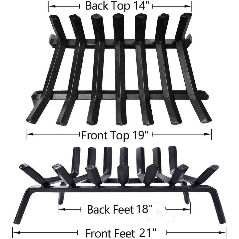 Amagabeli GARDEN & HOME Black Wrought Iron Fireplace Log Grate Wide Heavy Duty Solid Steel Indoor Chimney Hearth Bar Fire