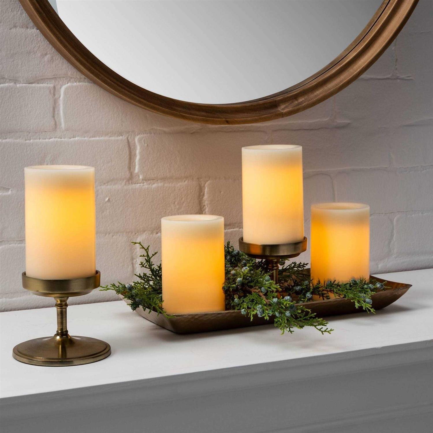 Threshold 3pk 6 x 3 LED Flameless Black Wick Candle Cream