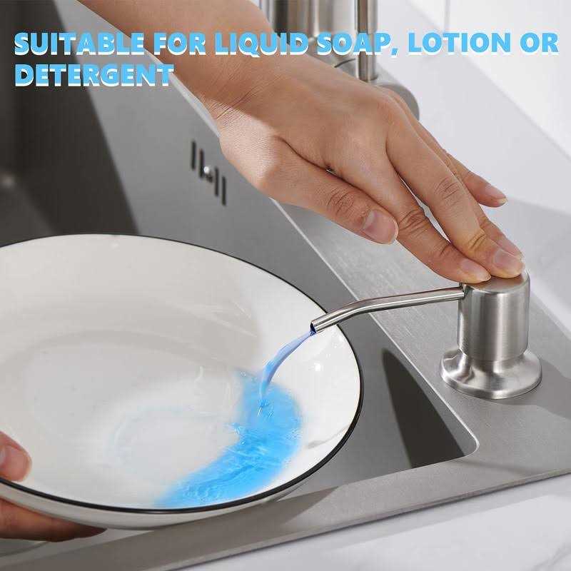 Sink Soap Dispenser Brushed Nickel Soap Dispenser for Kitchen Sink Stainless Steel Refill from The Top Built in Sink Soap Dispenser with 13 OZ Soap
