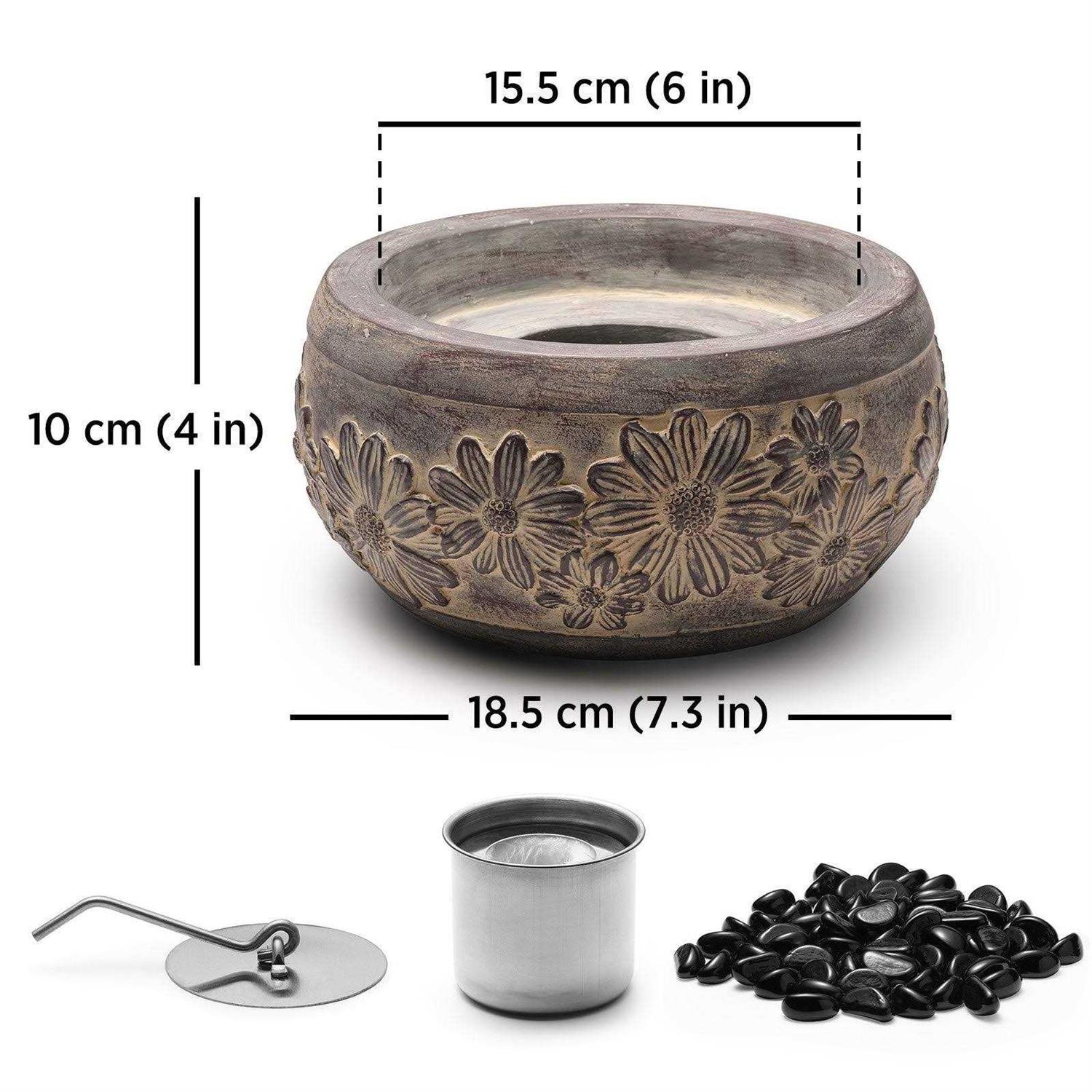 Turbro Retro Cement Tabletop Fire Pit for Outdoor Ventless Fire Bowl