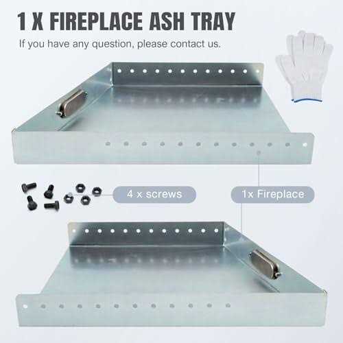 Adjustable Fireplace Tray for Ash Collection, Expandable Ash Pan for Up to 31 Fireplace Grates, Galvanized Steel Ash and Ember Holder Pan