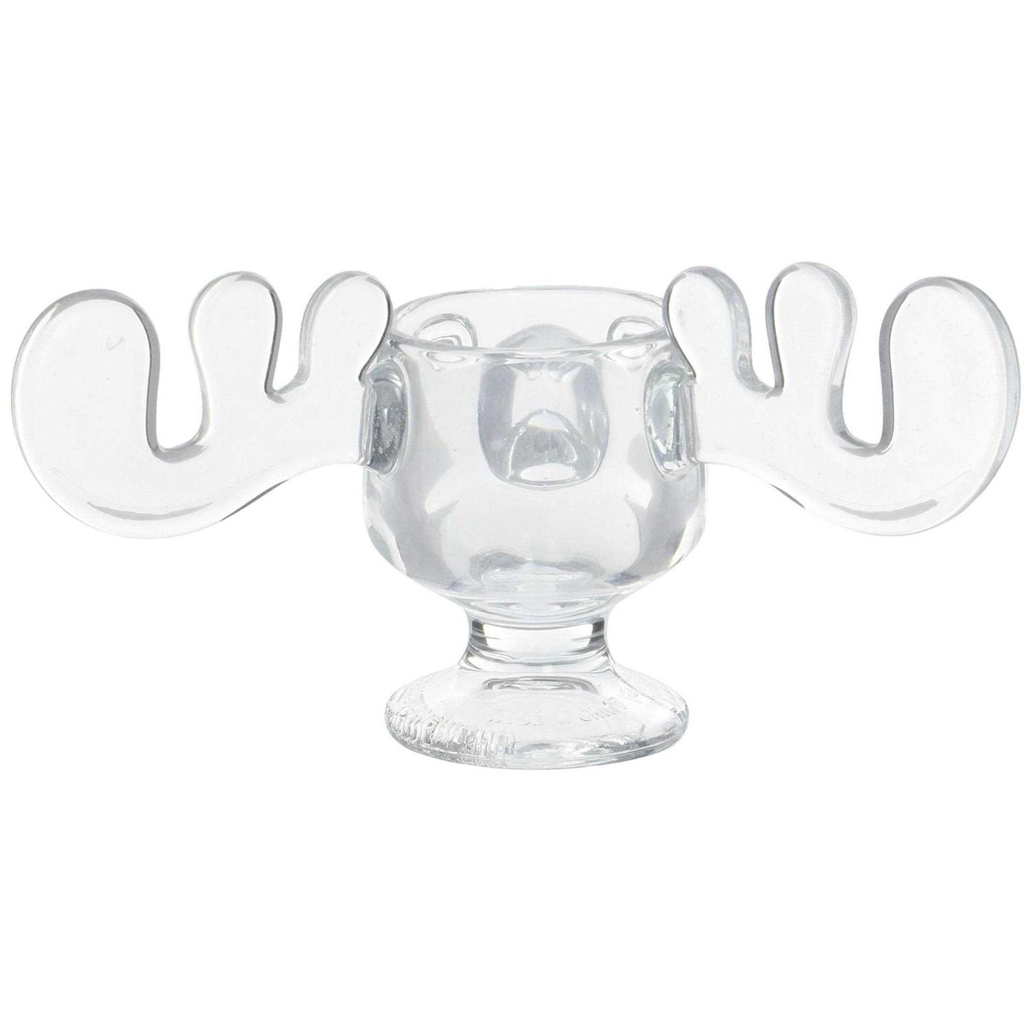 NREOY Glass 8oz Christmas Moose Mug Goblet