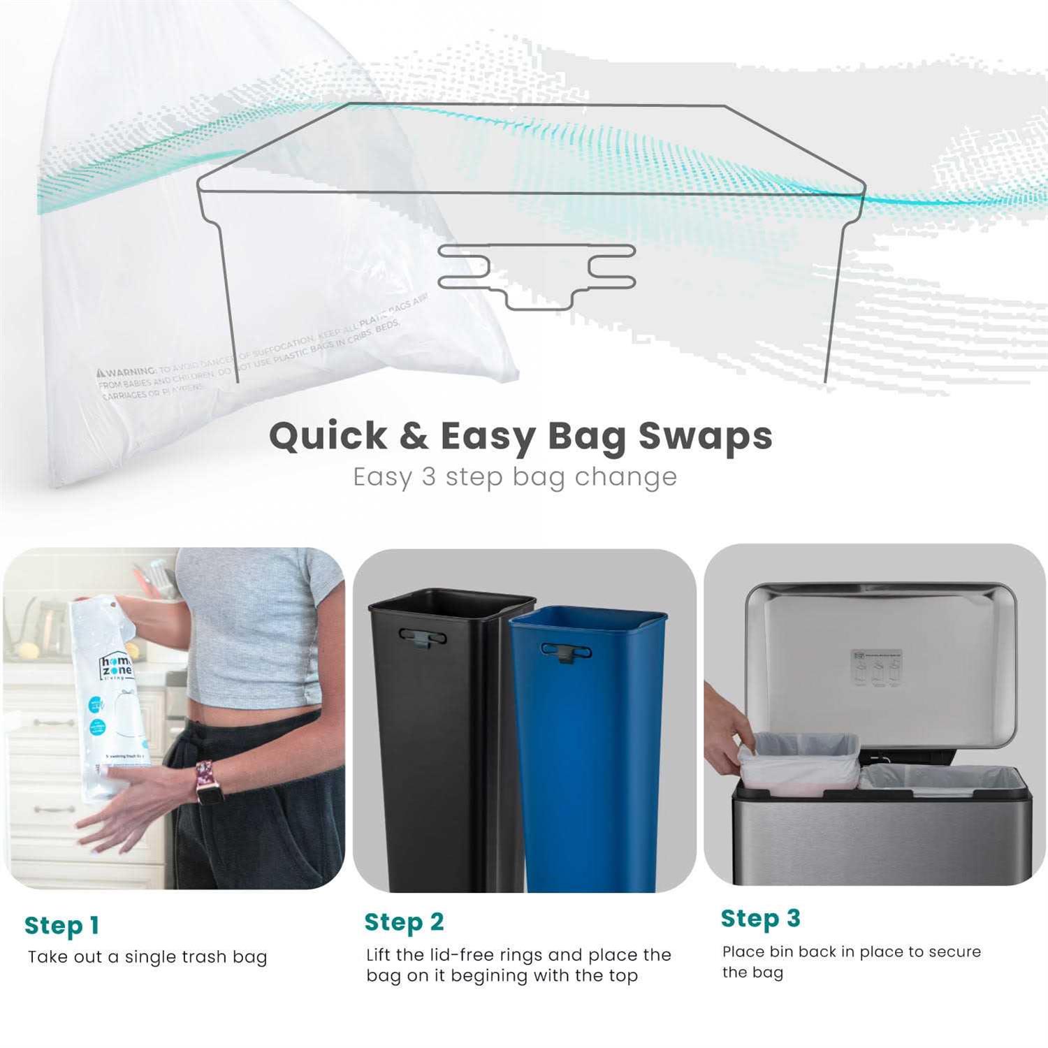 13 Gallon Stainless Steel Dual Kitchen Trash Can Home Zone Living