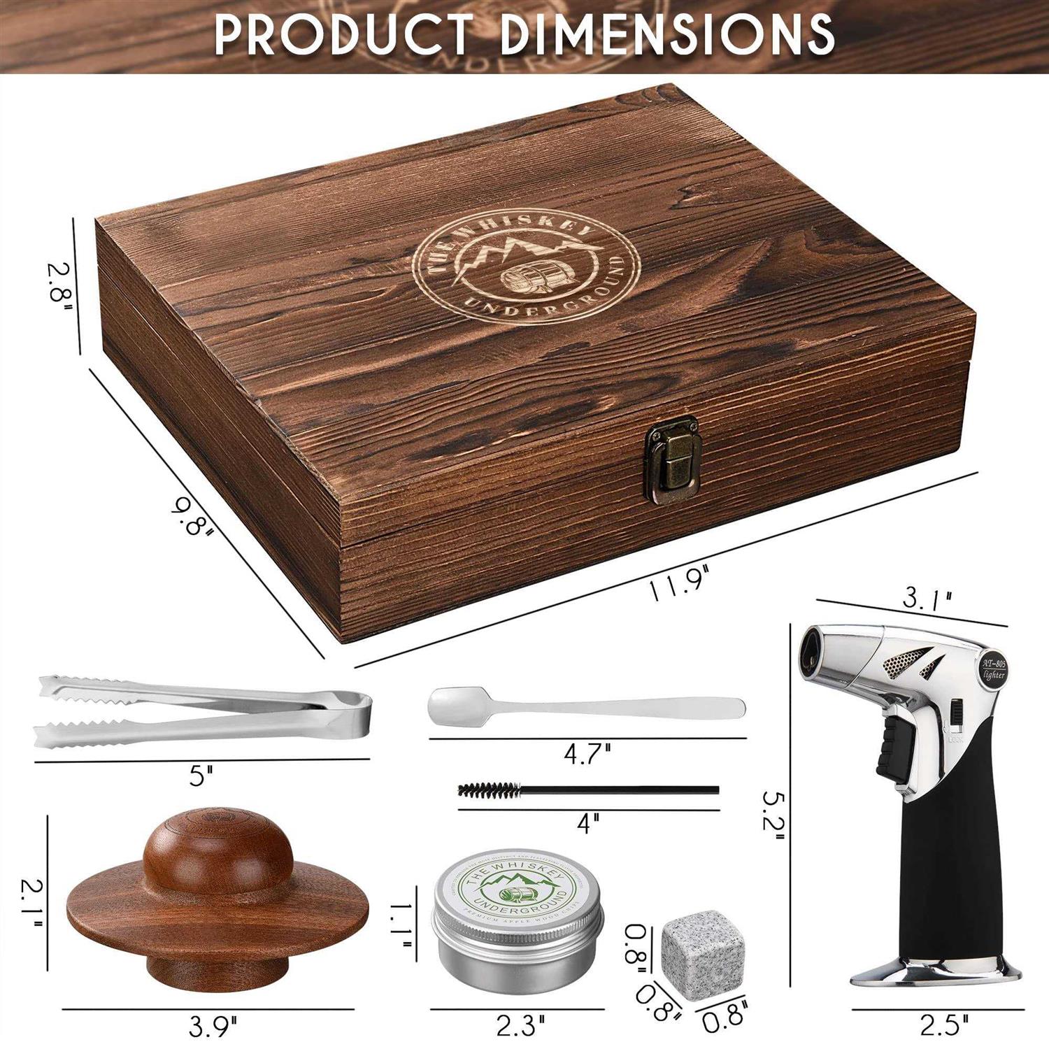 The Whiskey Underground Bourbon Whiskey Smoker Kit Cocktail Smoking Kit with Butane Torch