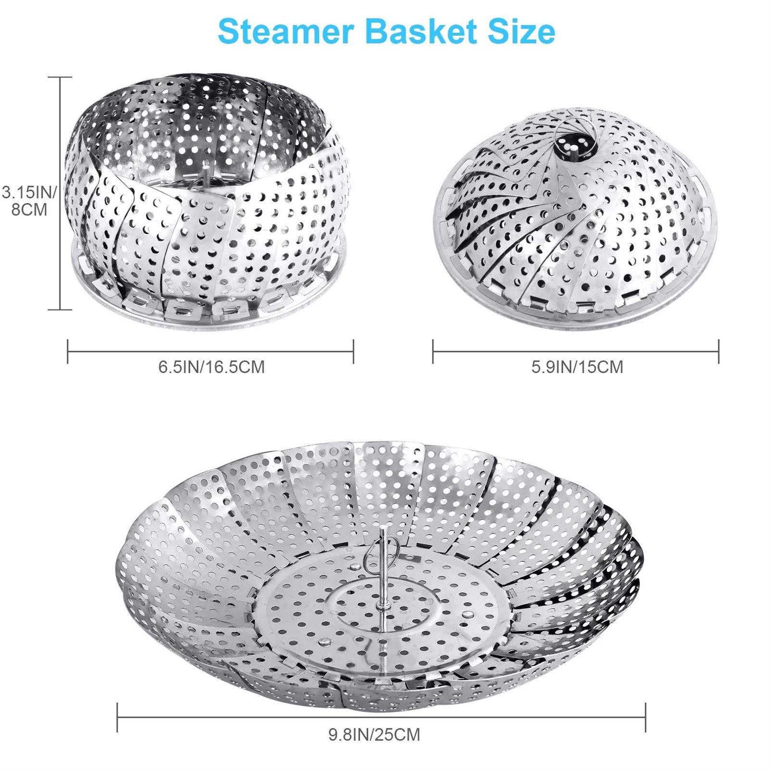 YLYL Veggie Vegetable Steamer Basket Folding Steaming Basket Metal Stainless Steel Steamer Basket Insert