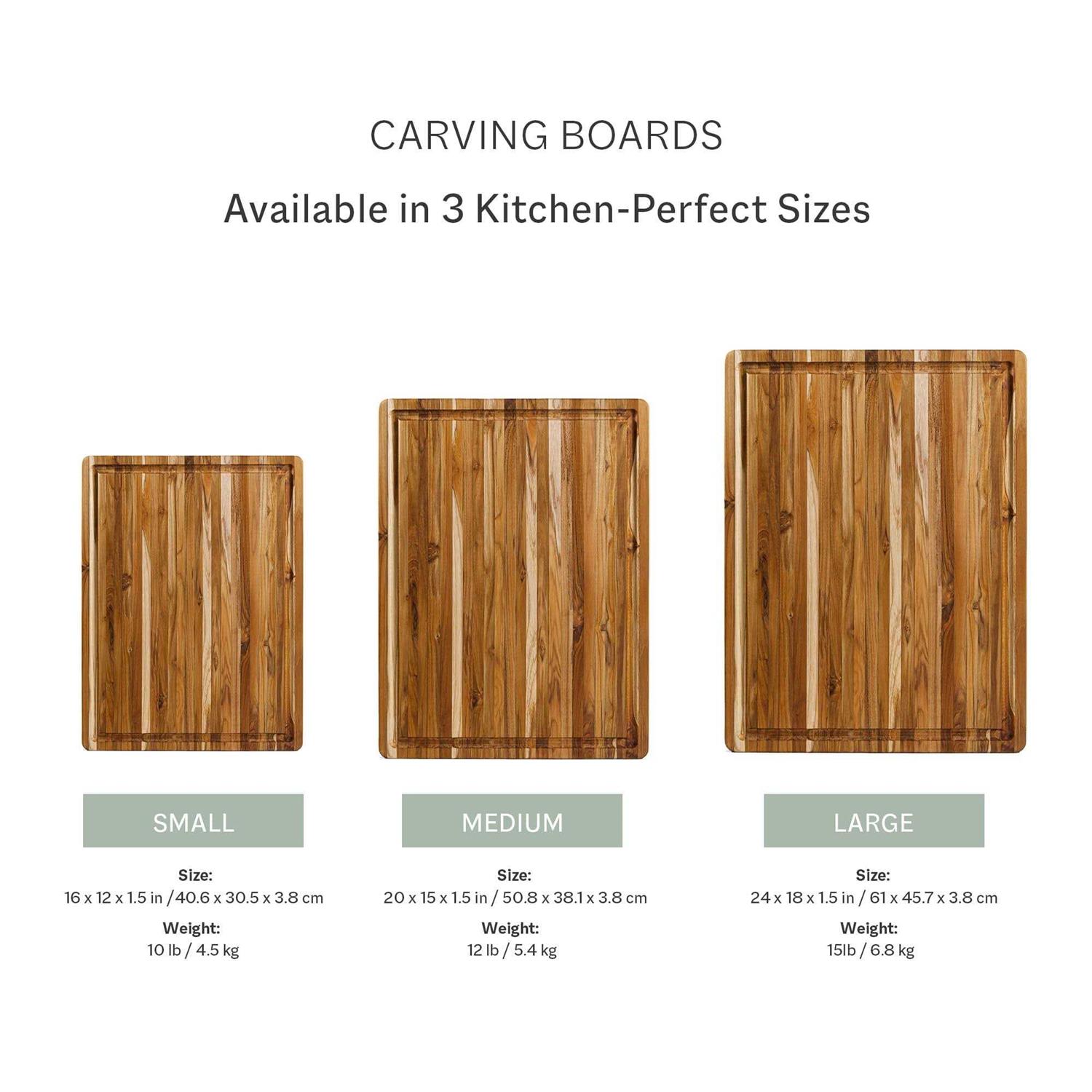 Teakhaus Edge Grain Teakwood Cutting Board with Hand Grips & Juice Canal
