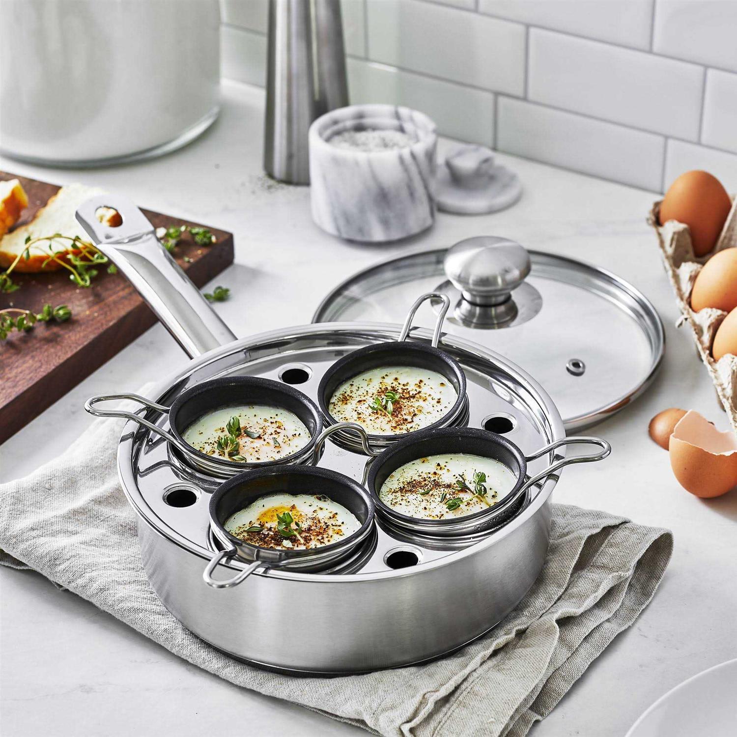 Demeyere Resto 4 Cup Stainless Steel Egg Poacher Set