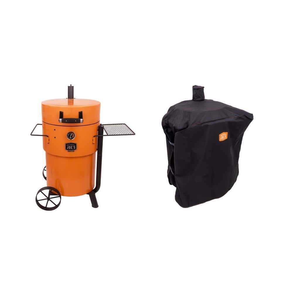 OKLAHOMA JOE’S Bronco 284 sq. in. Drum Charcoal Smoker and Grill in Orange with Cover