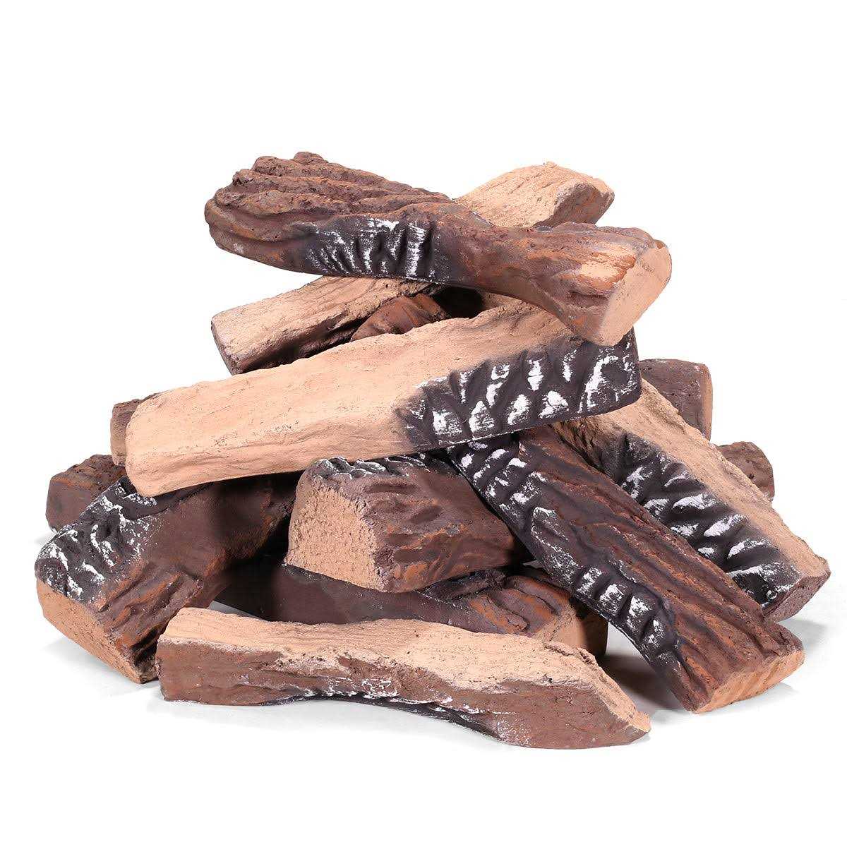 Barton Living 10-Piece Fireplace Logs Ceramic Logs Wood Fire Place Log Gas Heat Set