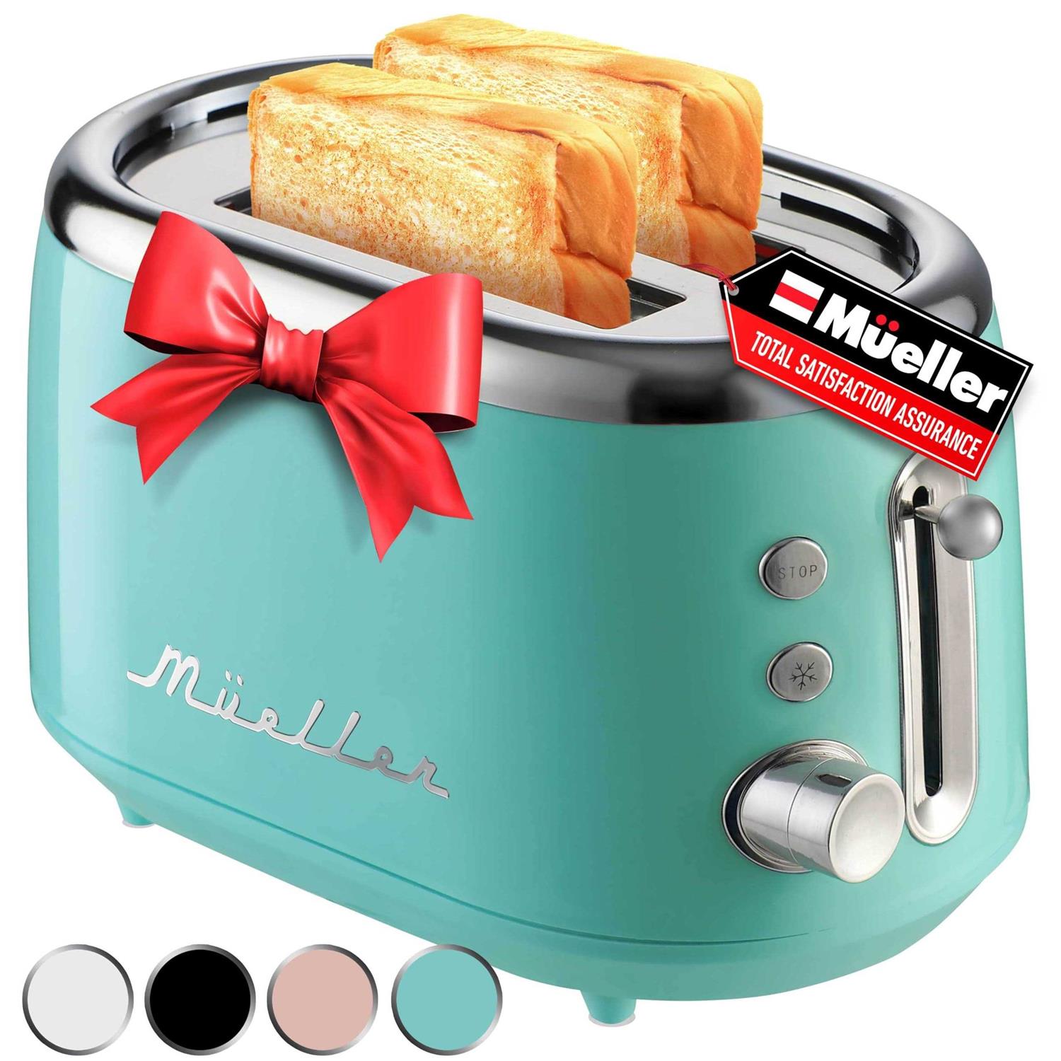 Mueller Retro Toaster 2 Slice with 7 Browning Levels and 3 Functions